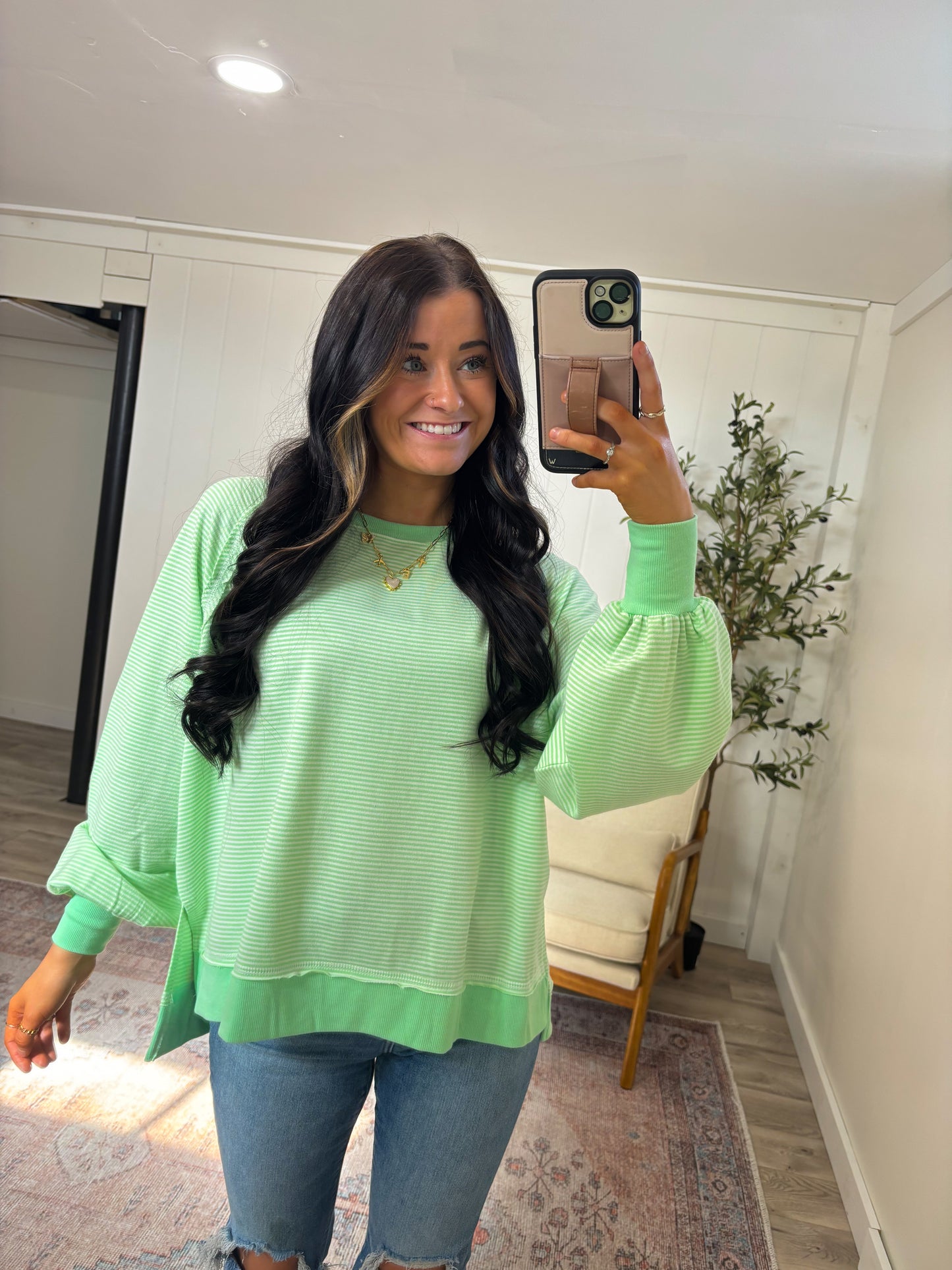 Beck Striped Long Sleeve Top 2.0- Key Lime *RESTOCK*