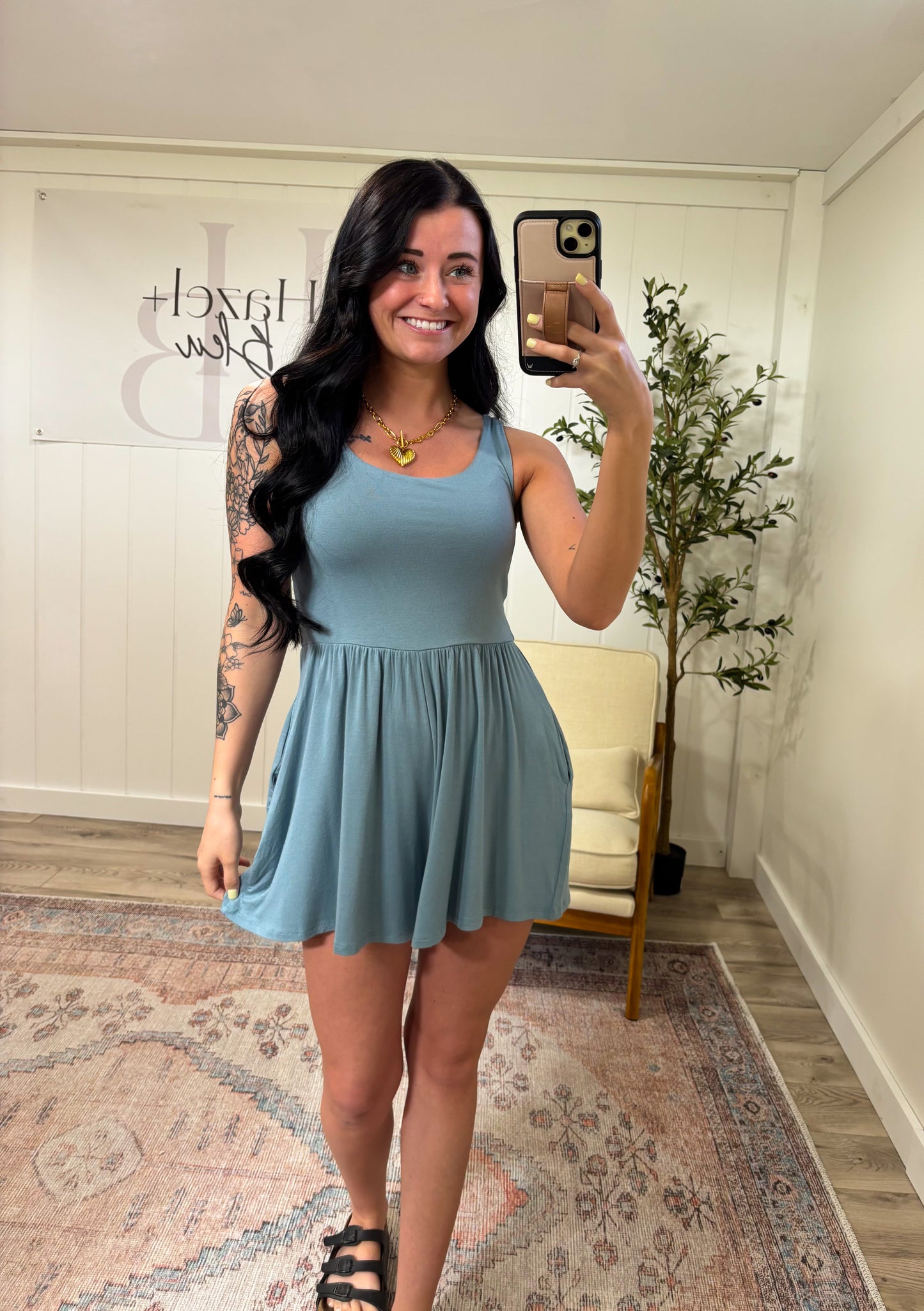 Summer Romper- Blue Grey