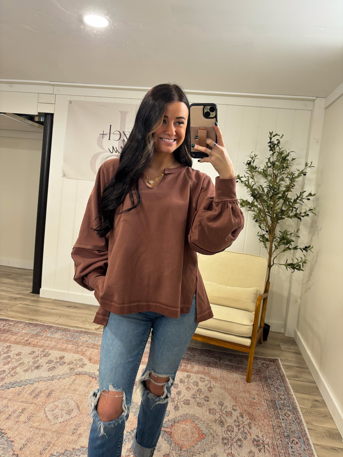 Teddy Knit Top- Mocha