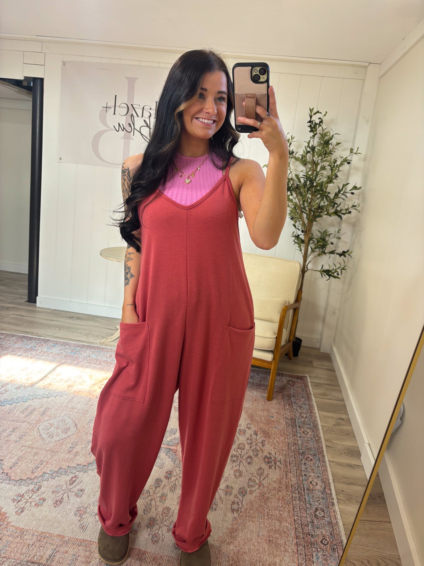 Lightweight Smocked Tank- Pink