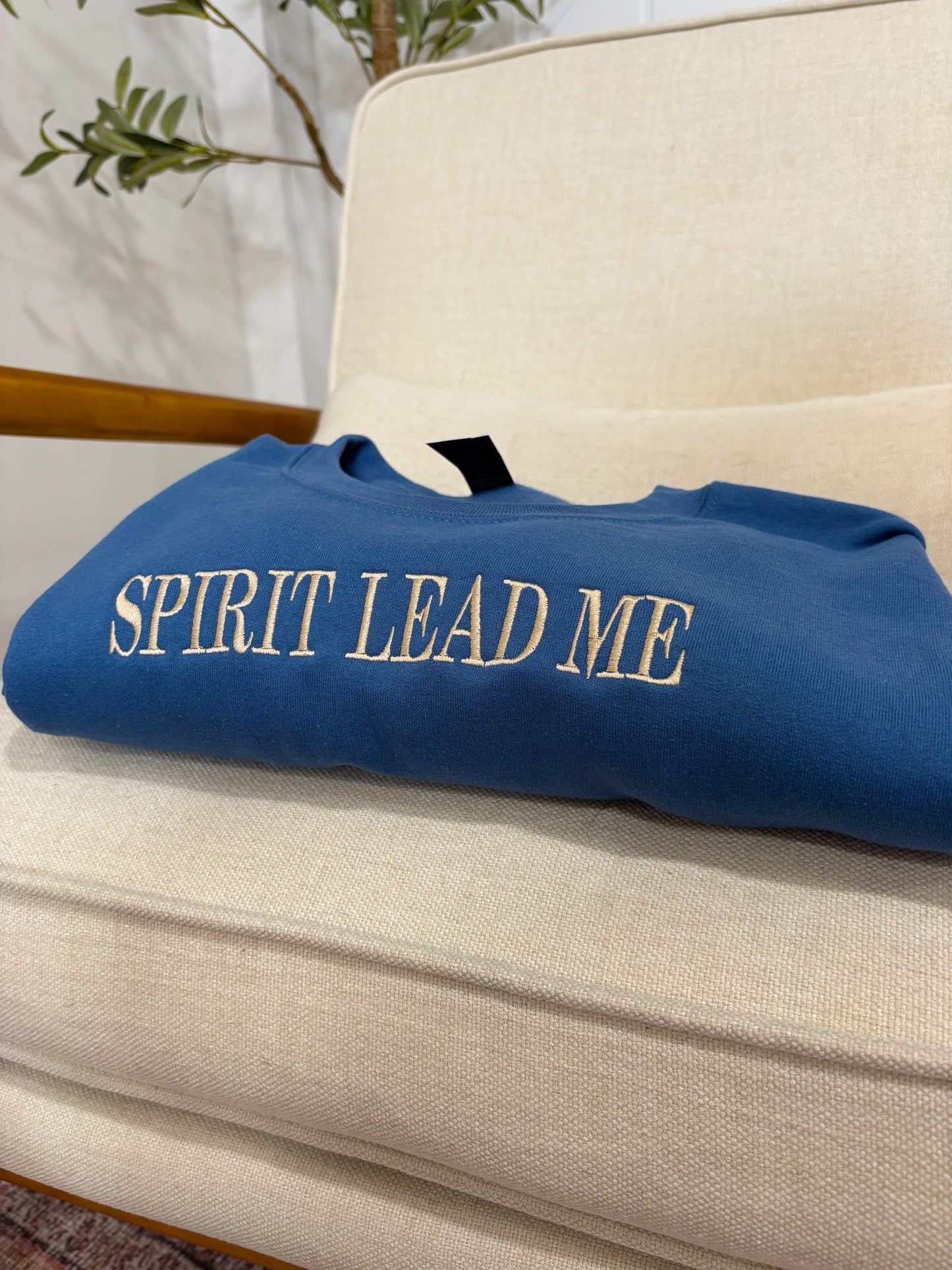 “Spirit Lead Me” Crewneck- Dusty Blue
