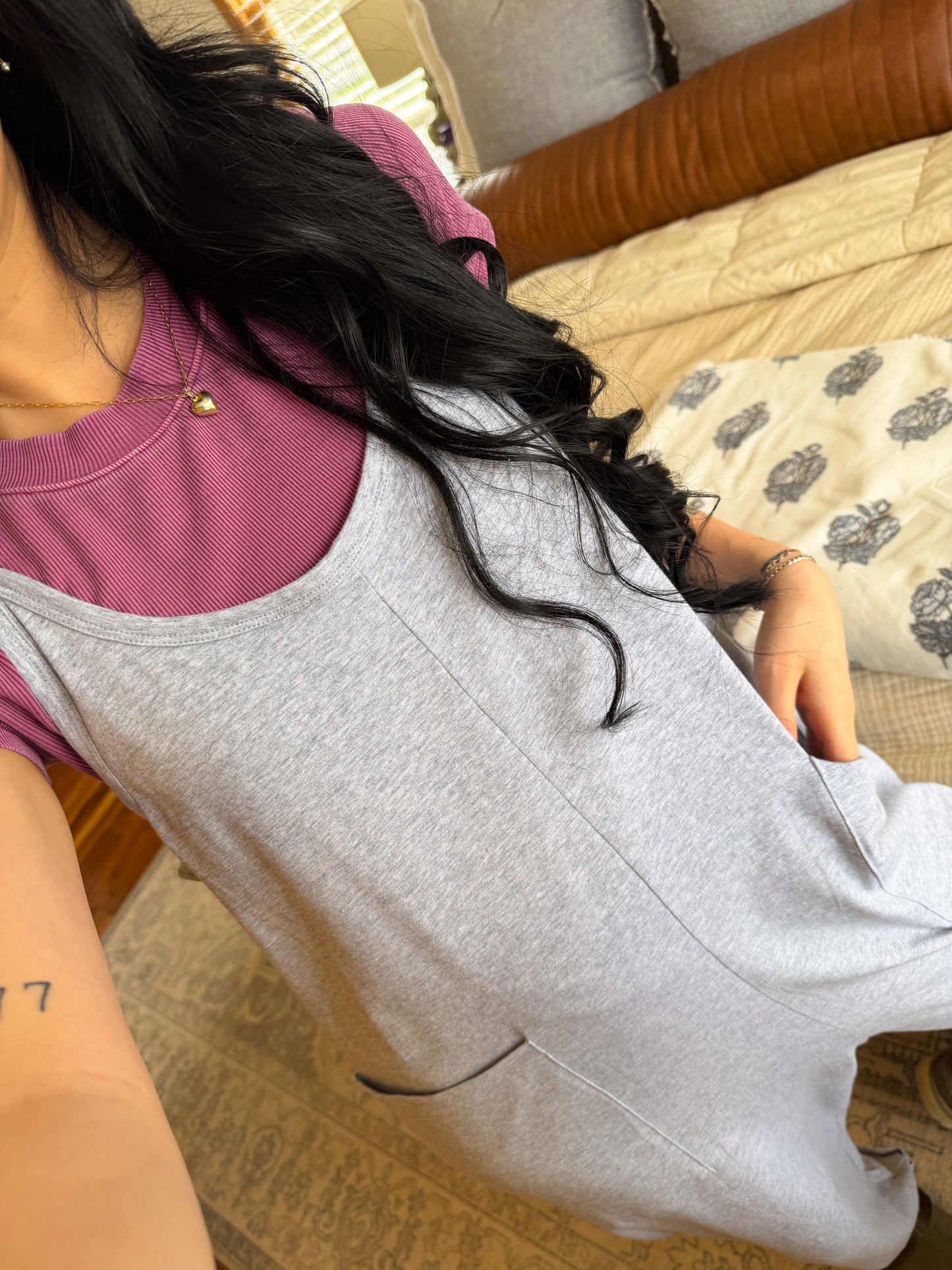 Hadley Jumpsuit- Heathered Grey