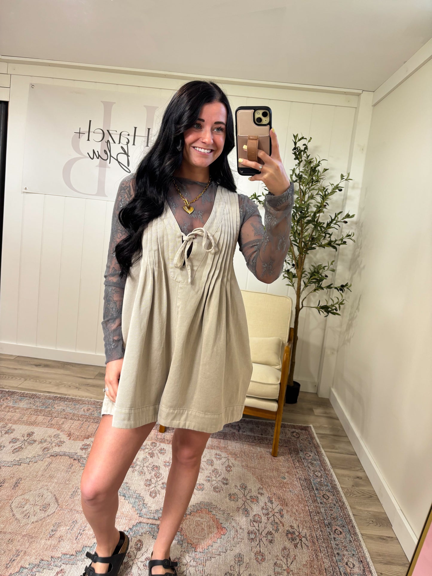 Demin Romper- Taupe