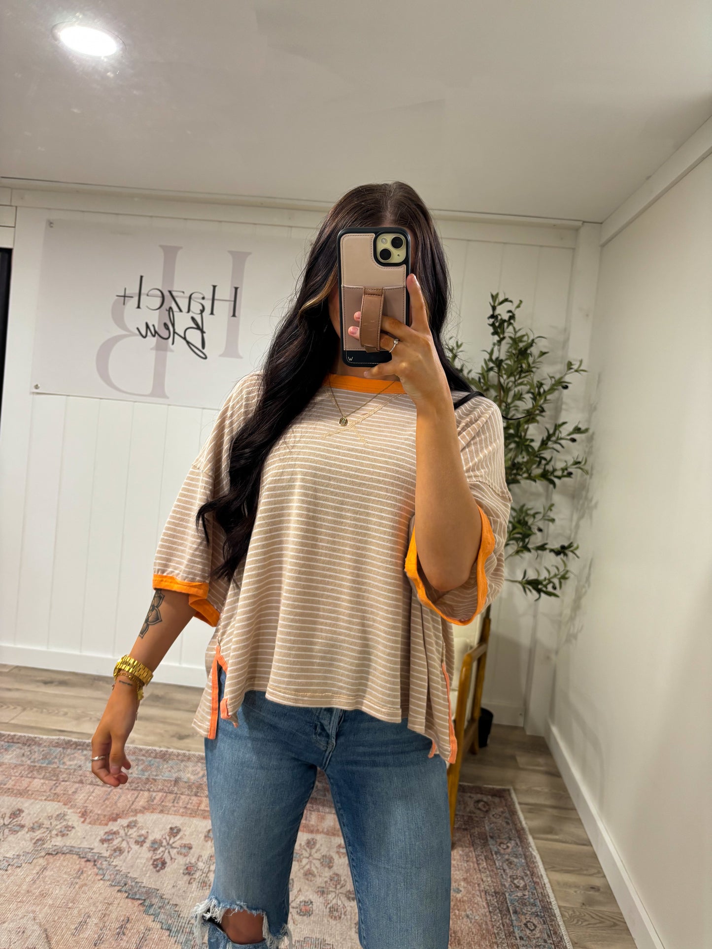 Beckley Striped Top- Linen Multi