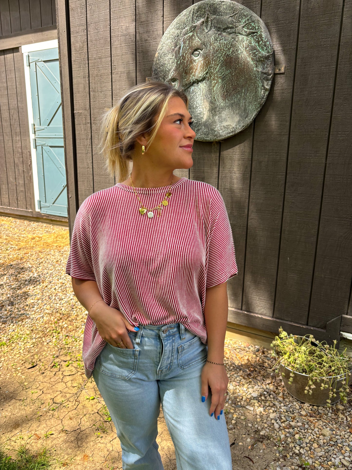 Cassidy Ribbed Top- Red