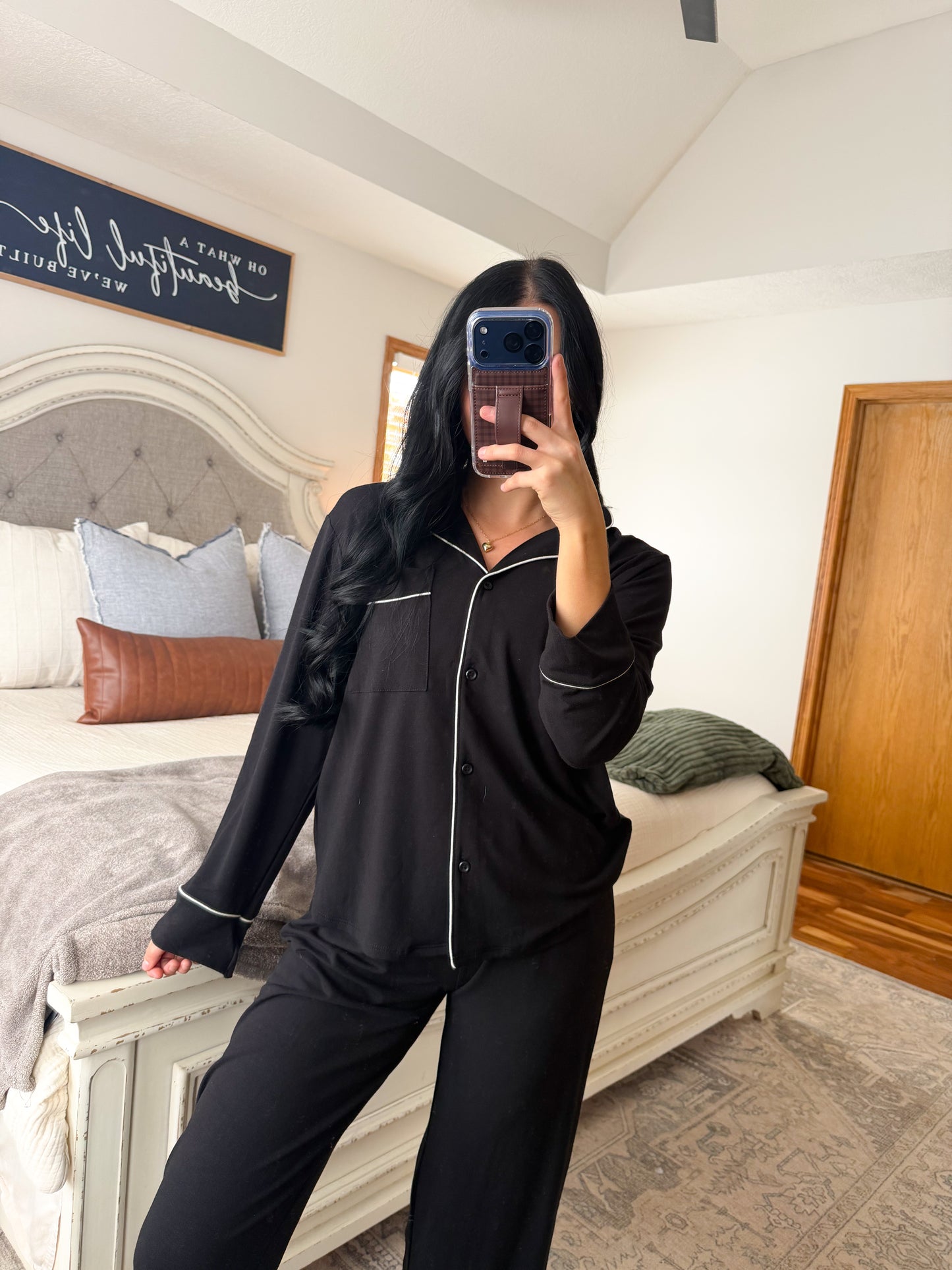 Cozy Rayon Pajamas- Black