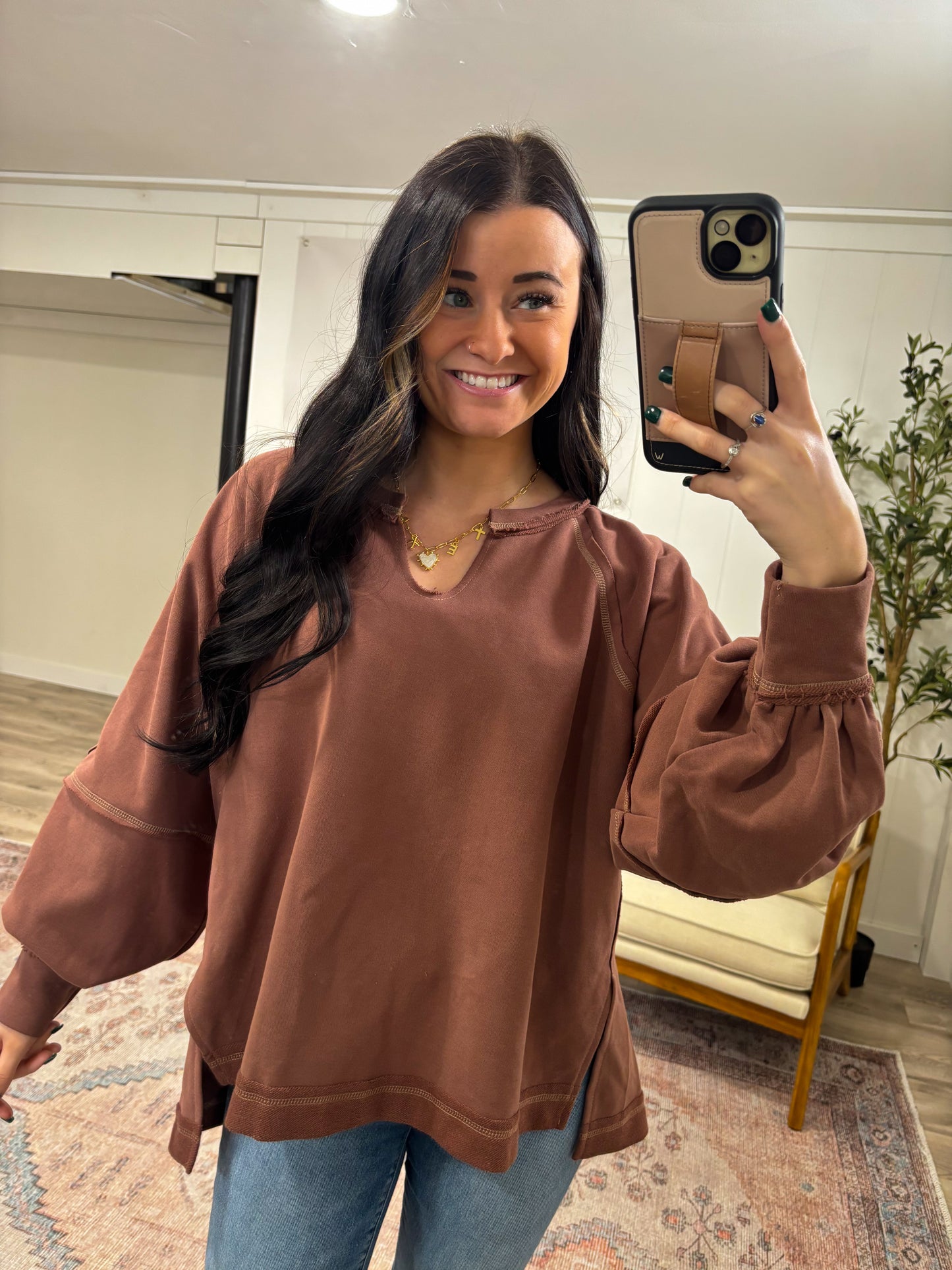 Teddy Knit Top- Mocha