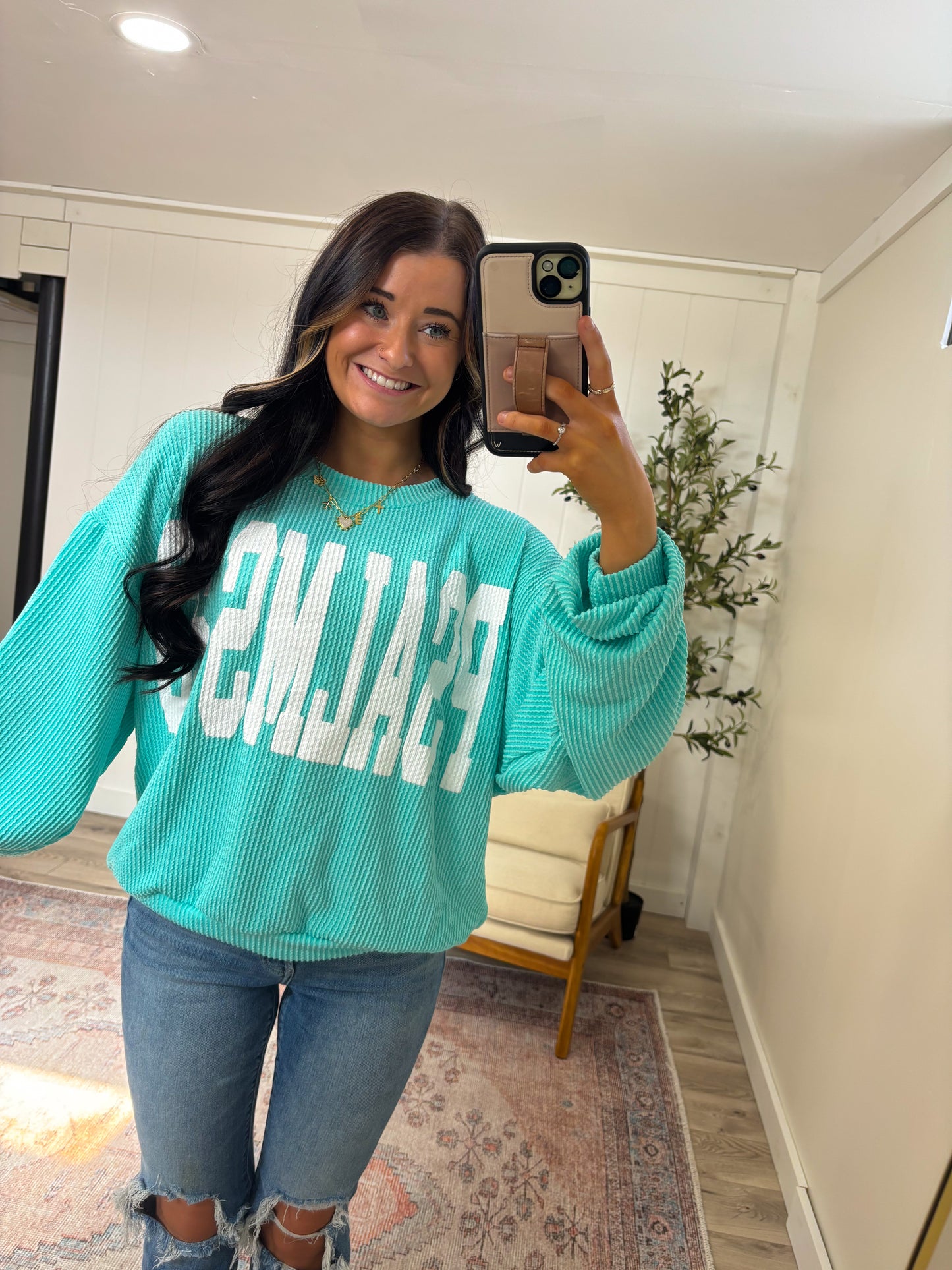 “Psalms 23” Corded Shirt- Teal