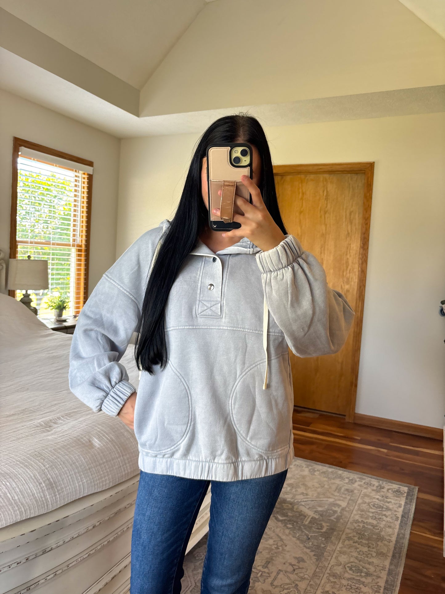 Hallie Sweatshirt- Grey *snap button is messed up*