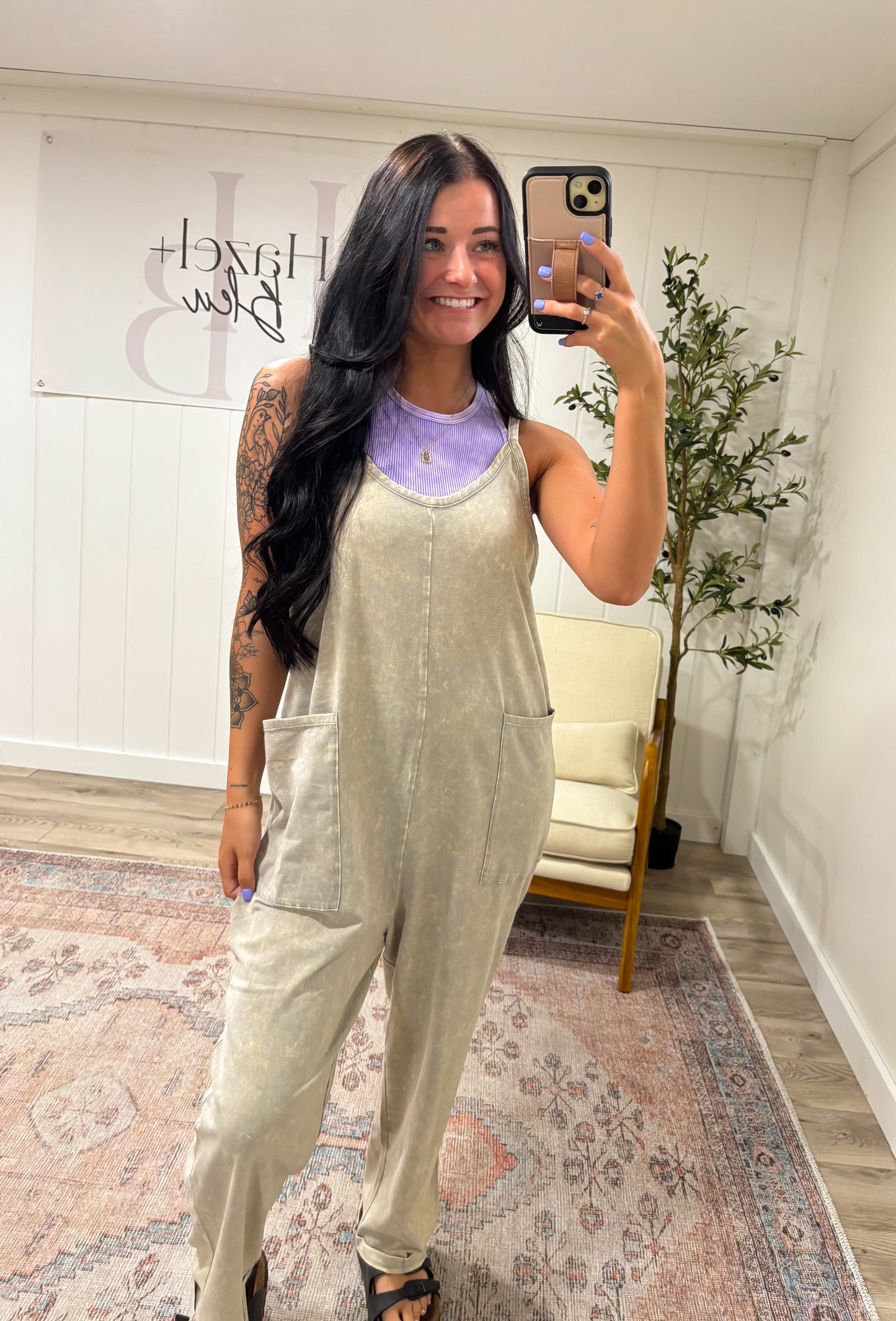 Hadley Mineral Washed Jumpsuit- Sleet