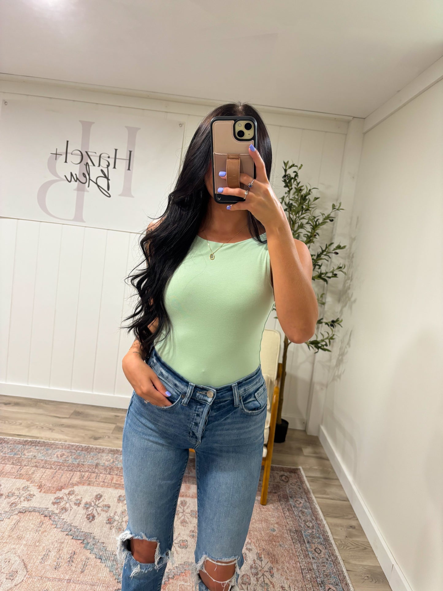 Butter Soft Boat Neck Tank- Key Lime