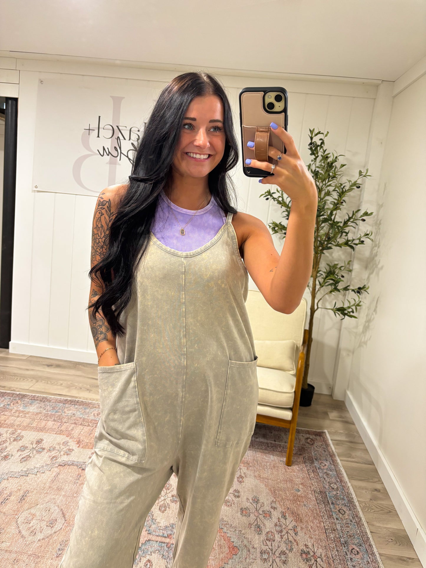 Hadley Mineral Washed Jumpsuit- Sleet