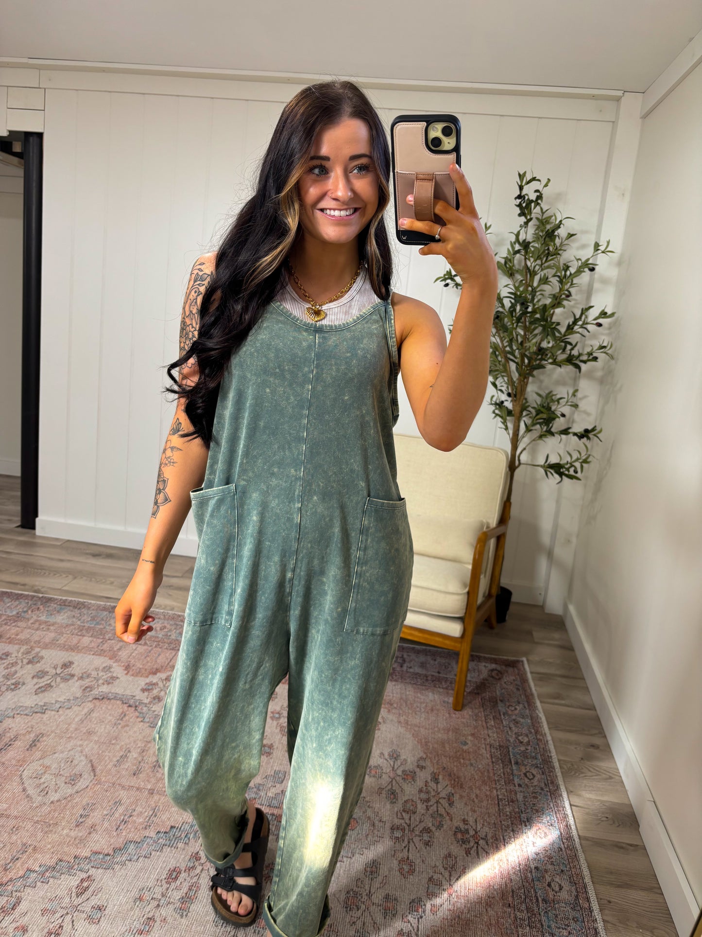 Hadley Mineral Washed Jumpsuit- Ash Jade (RESTOCK)