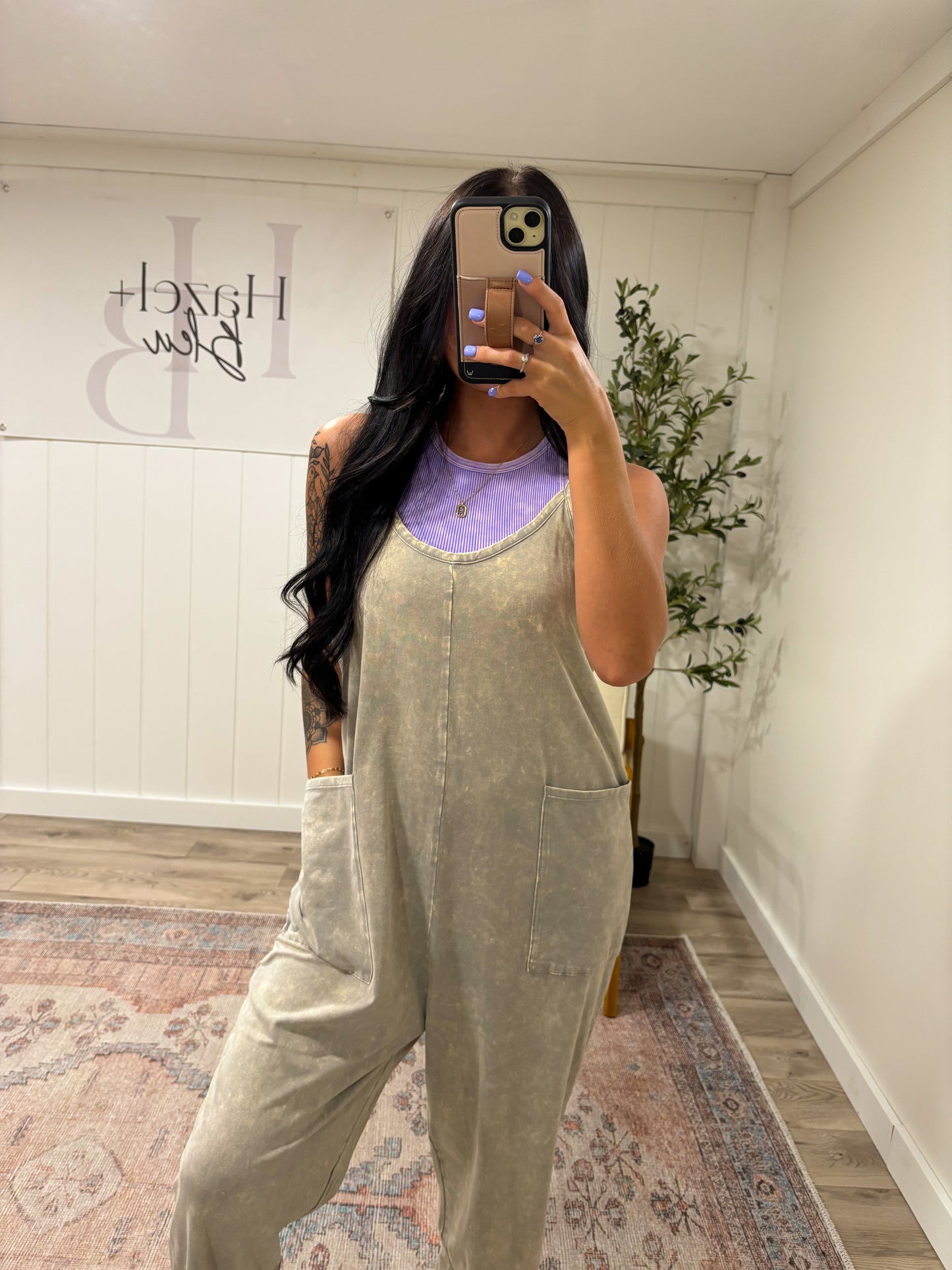 Hadley Mineral Washed Jumpsuit- Sleet
