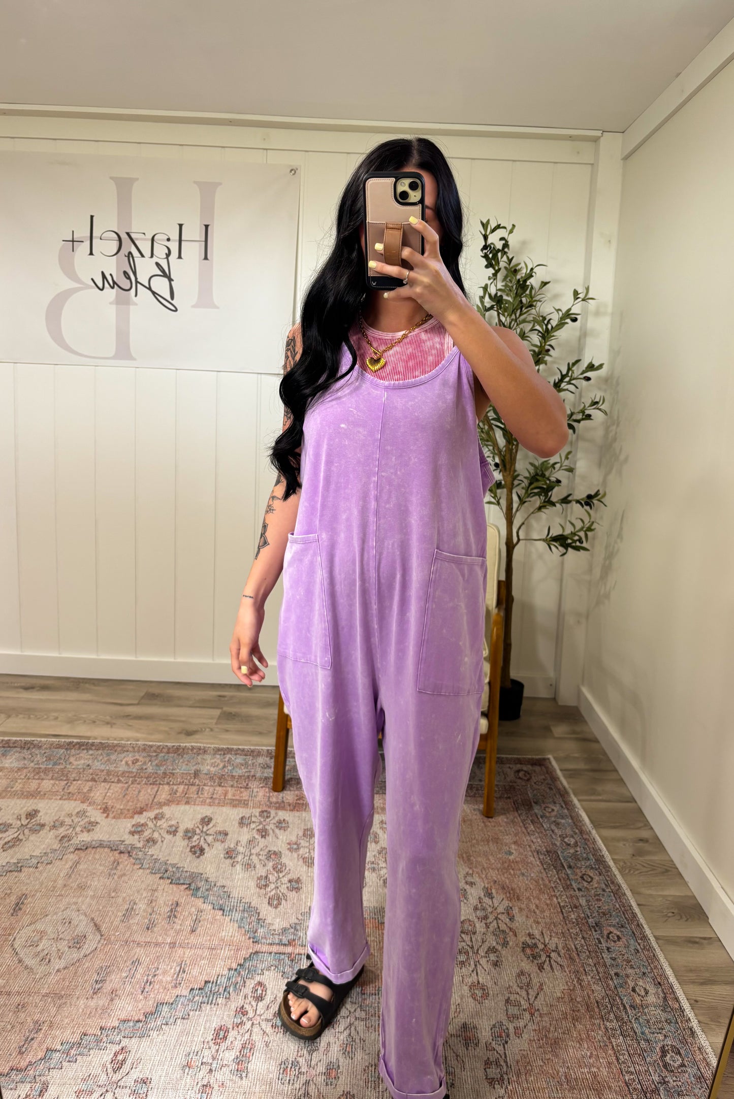 Hadley Mineral Washed Jumpsuit- Lavender