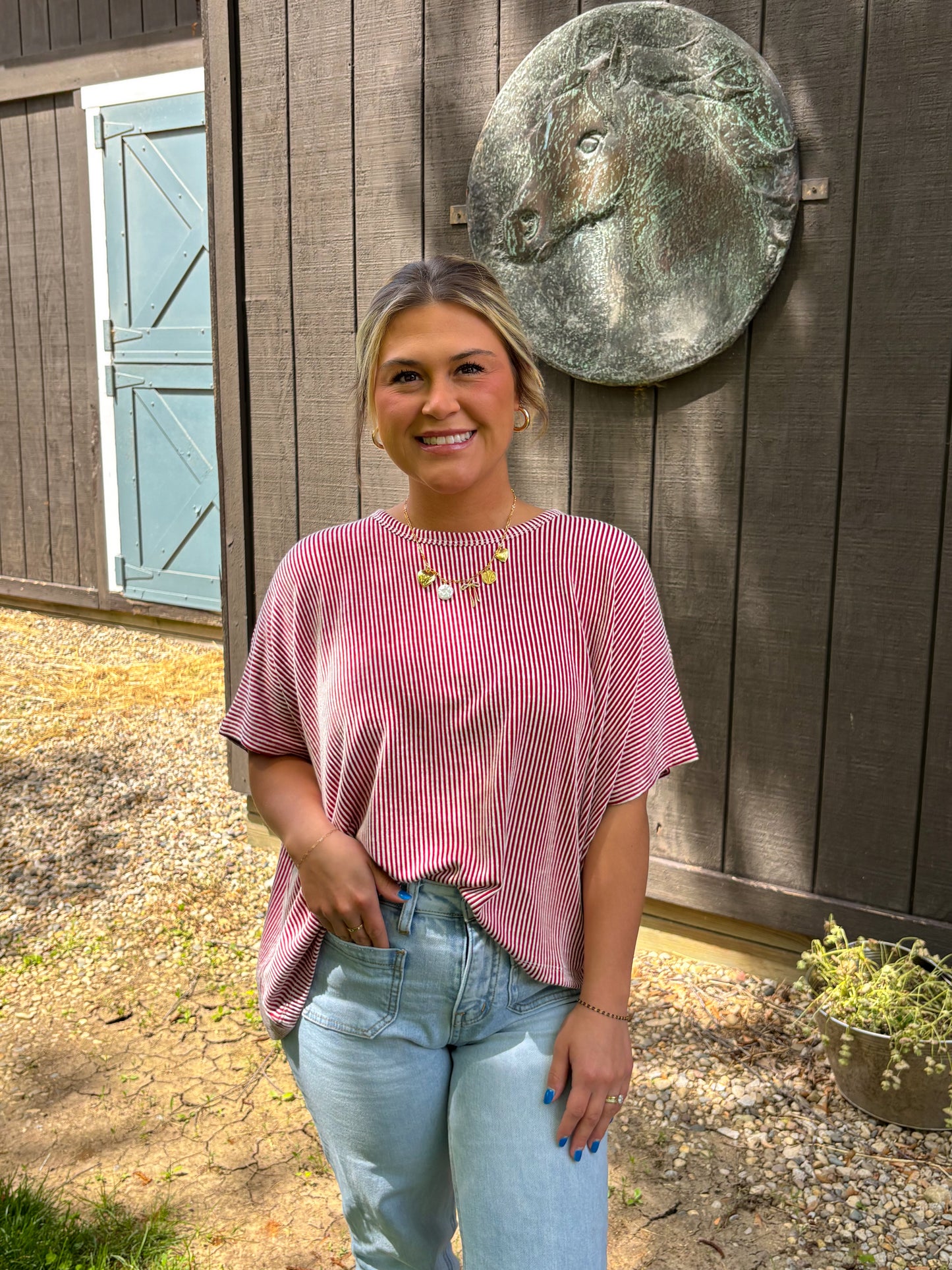 Cassidy Ribbed Top- Red