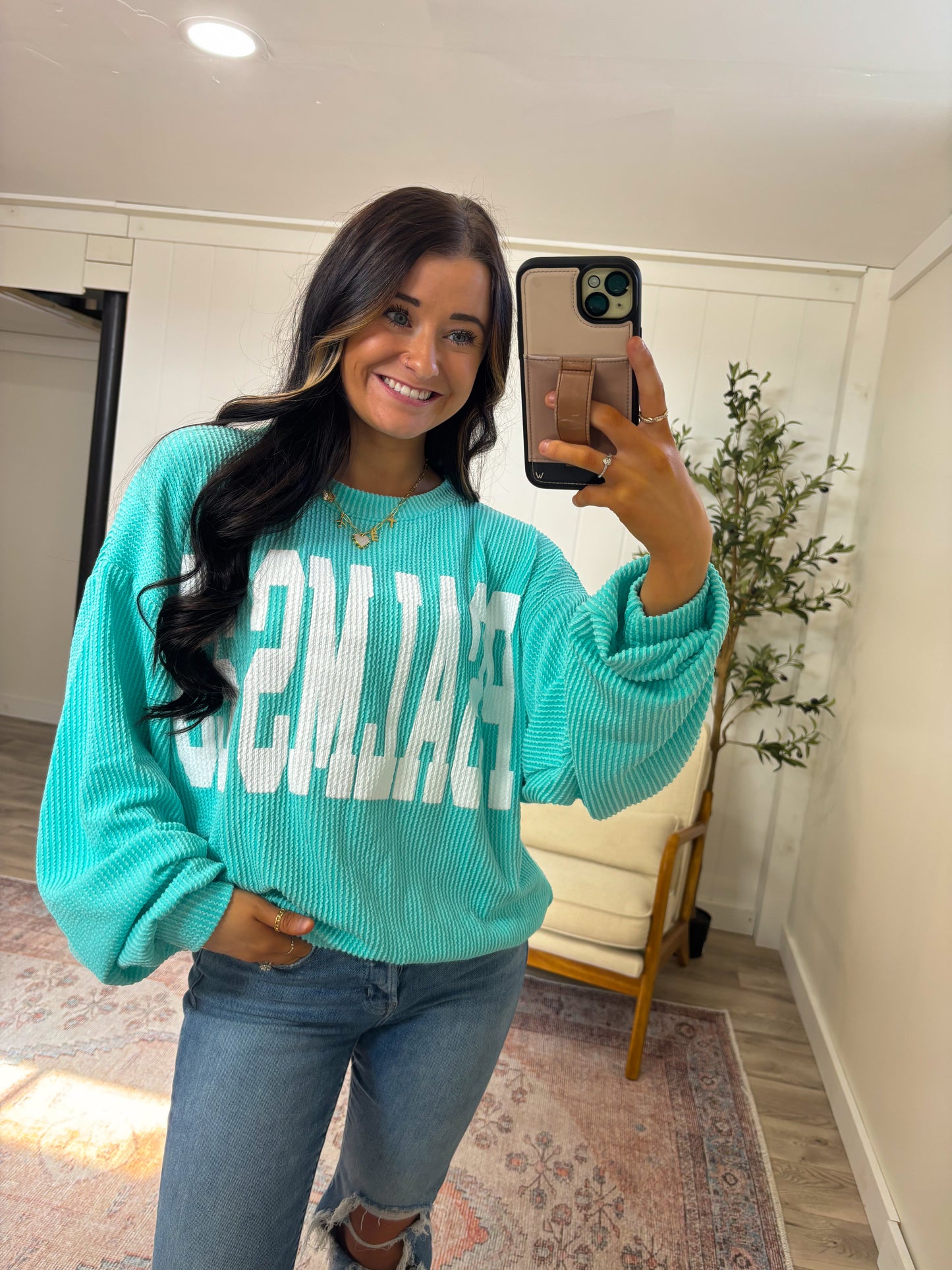 “Psalms 23” Corded Shirt- Teal