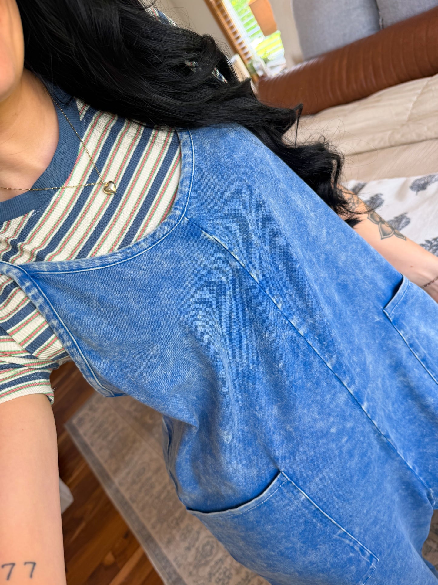 Hadley Mineral Washed Jumpsuit- Cool Blue