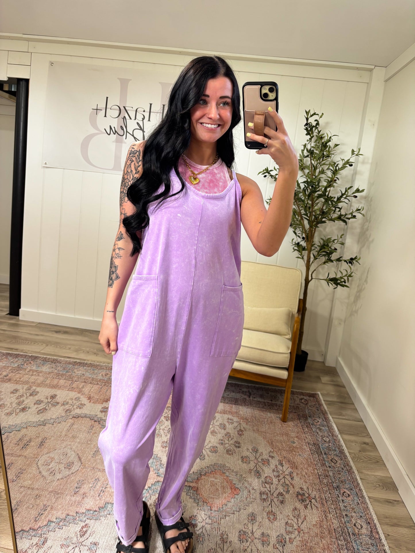 Hadley Mineral Washed Jumpsuit- Lavender