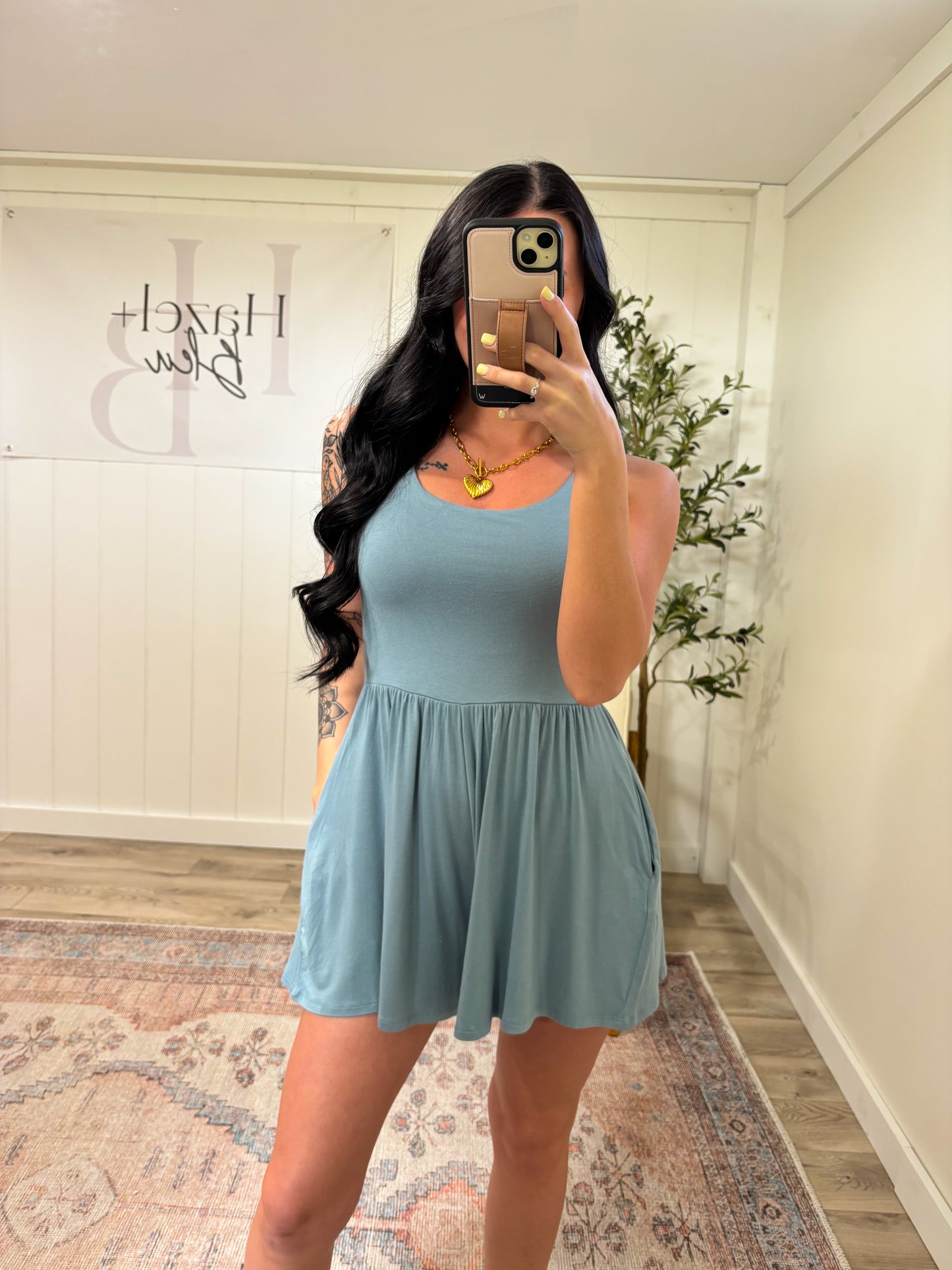 Summer Romper- Blue Grey