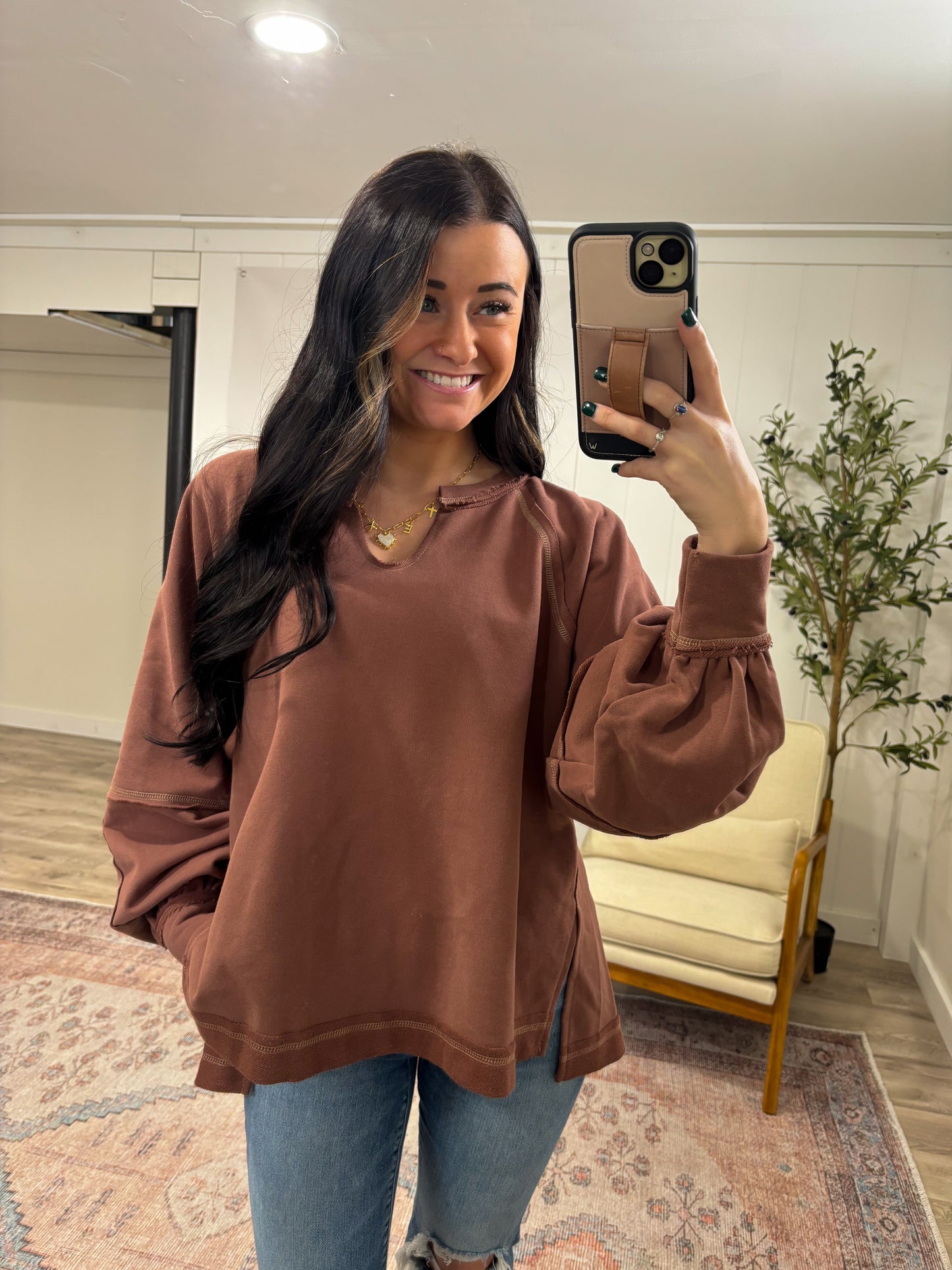 Teddy Knit Top- Mocha
