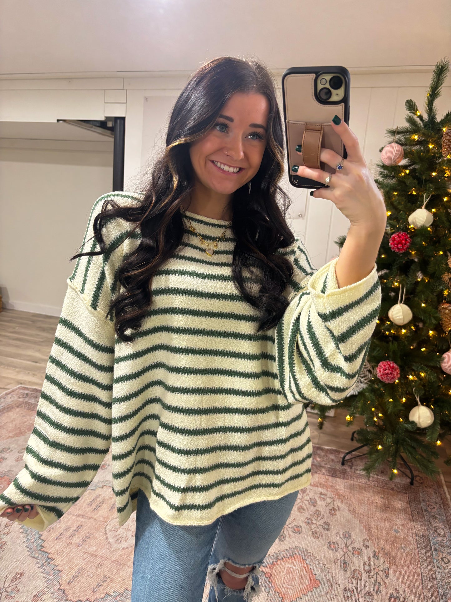 The Kambree Sweater- Cream/Pine