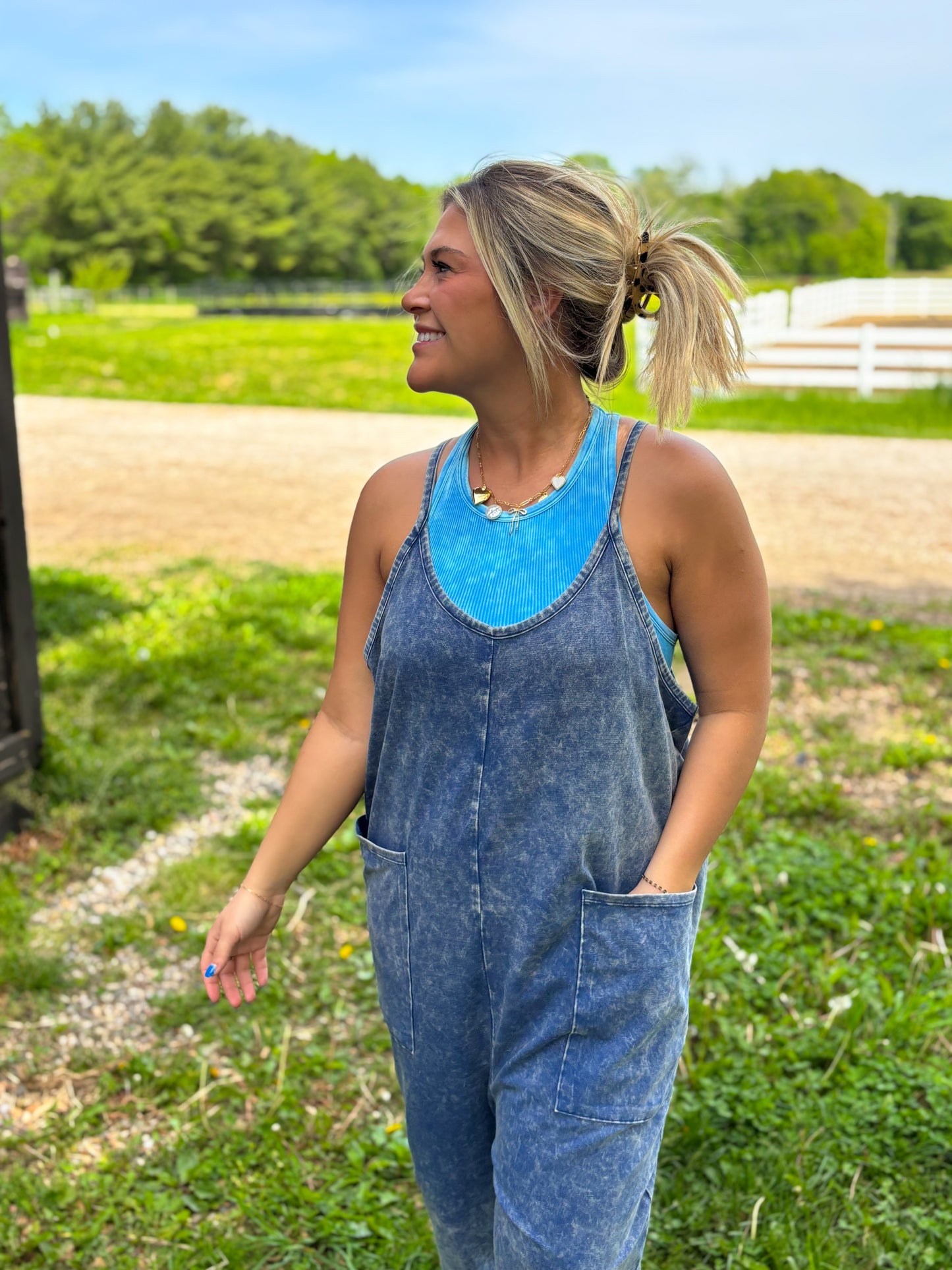 Hadley Mineral Washed Jumpsuit- Navy