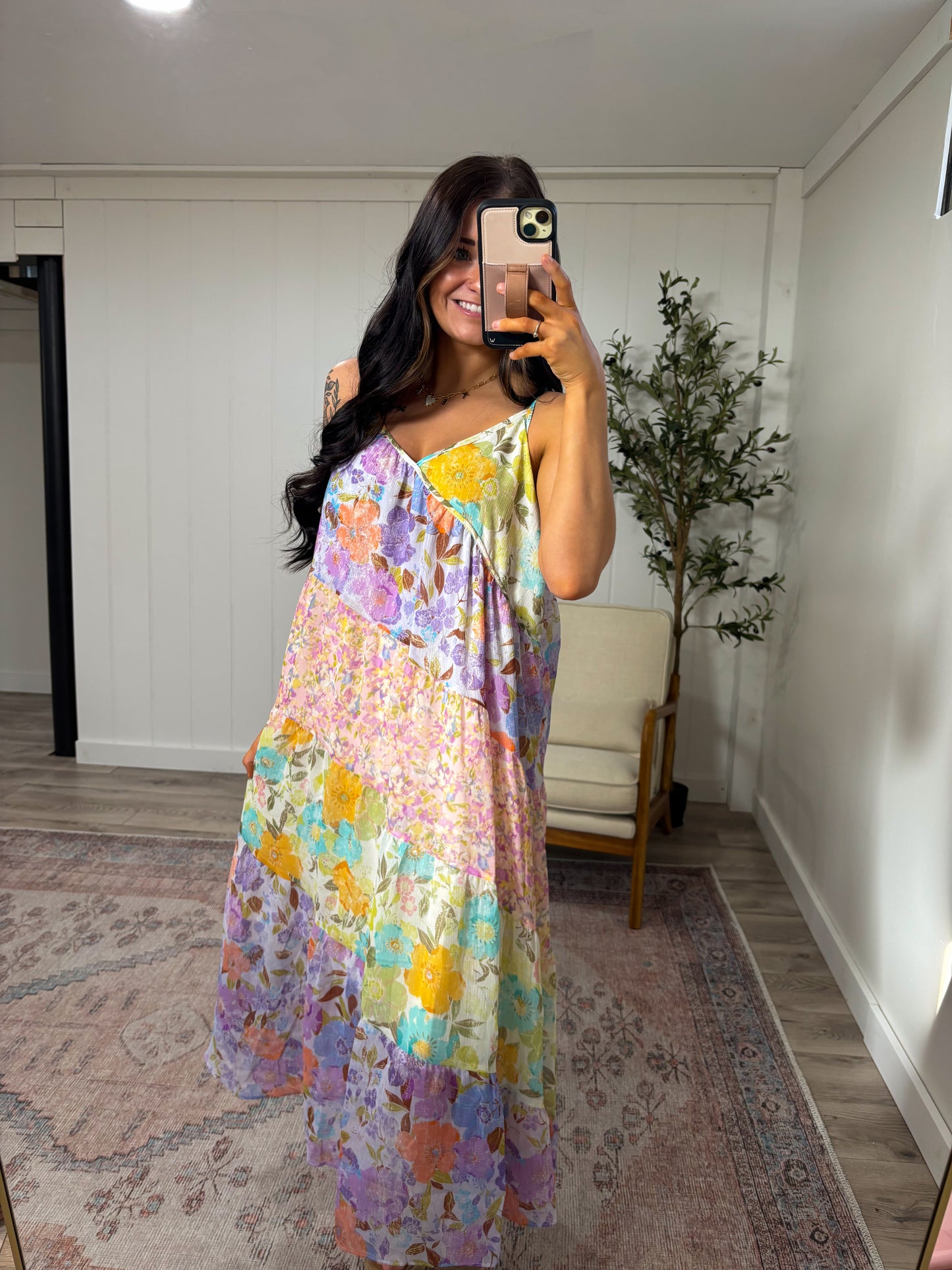 Paisley Mixed Print Dress- Multi Mix