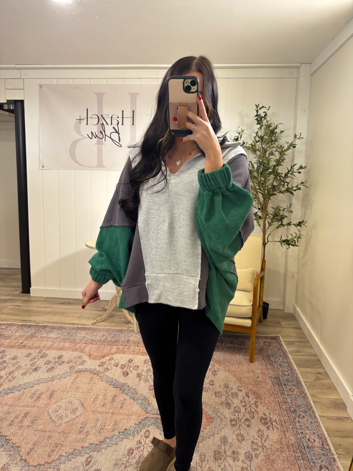 Kyleigh Pullover- Grey/Green