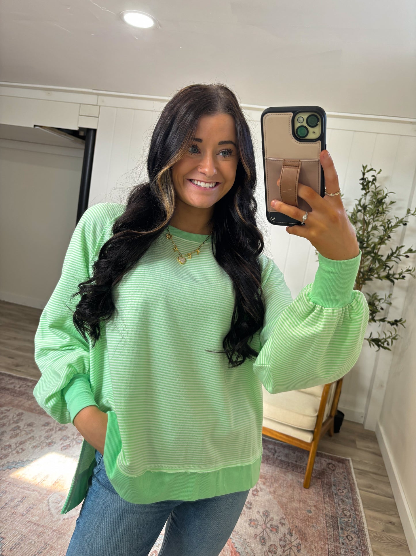 Beck Striped Long Sleeve Top 2.0- Key Lime *RESTOCK*