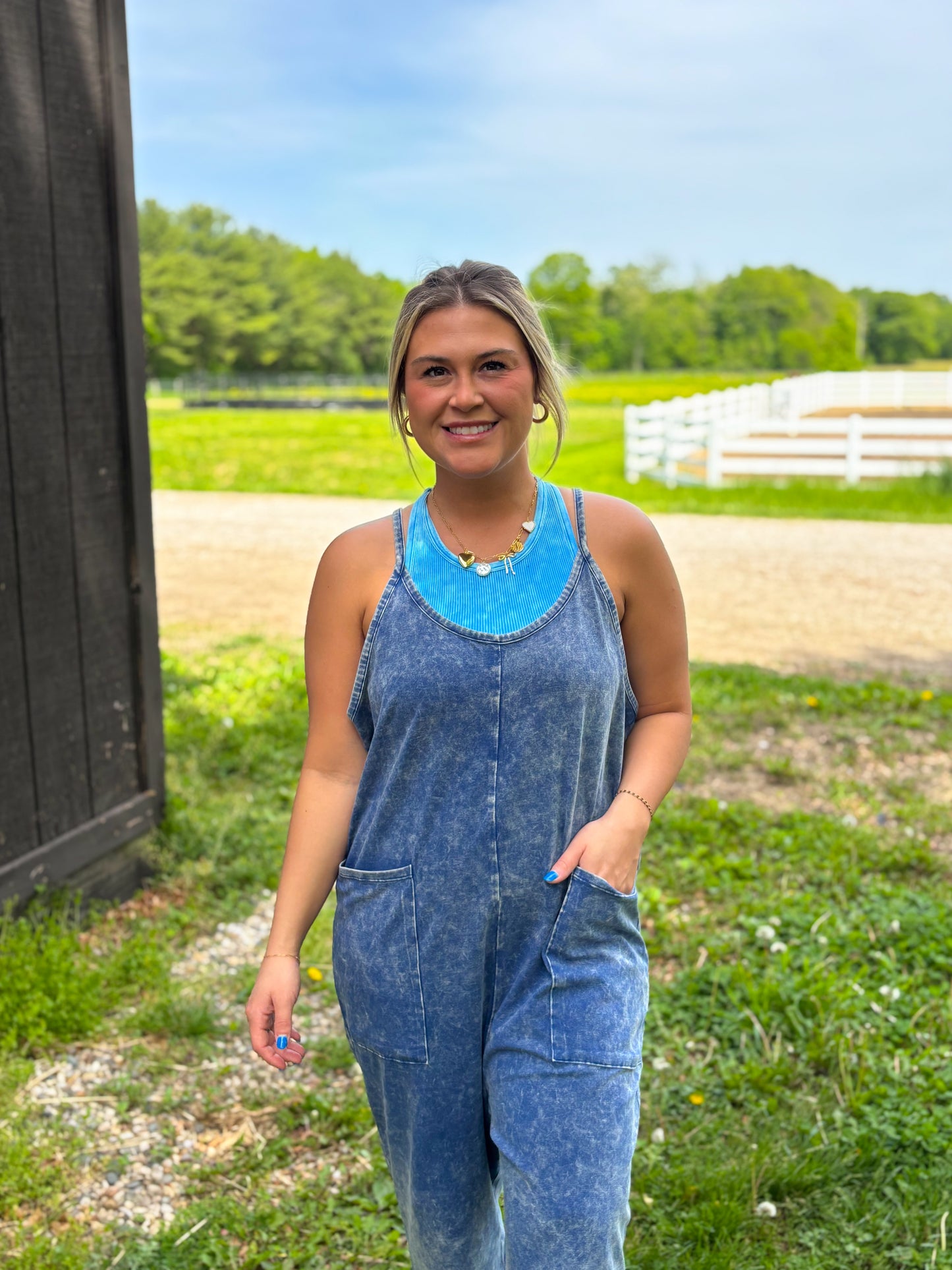 Hadley Mineral Washed Jumpsuit- Navy