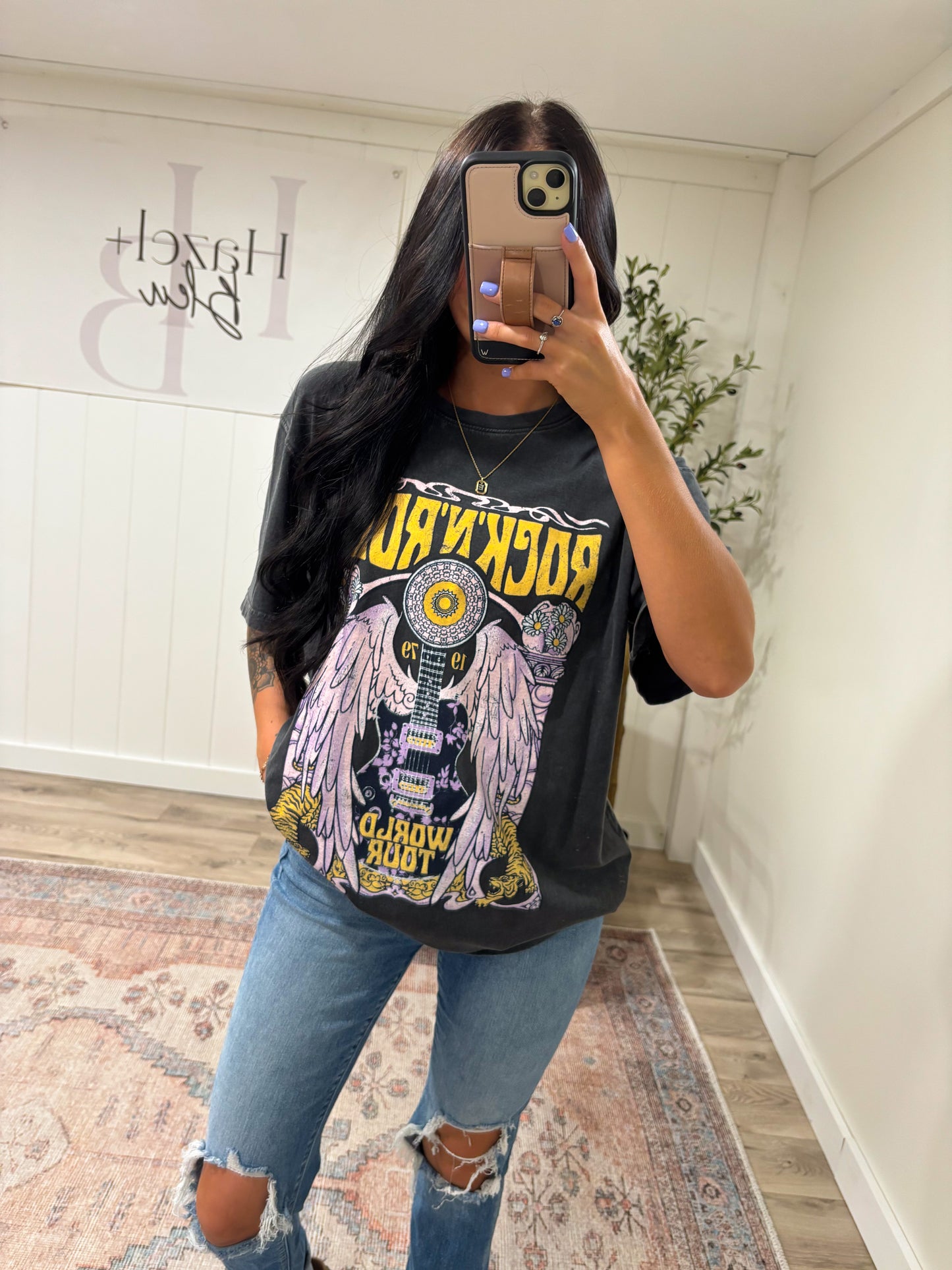 Rock N Roll Graphic Tee- Ash Black