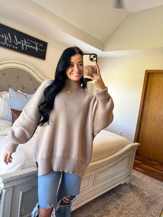 Cozy Oversized Sweater- Ash Mocha
