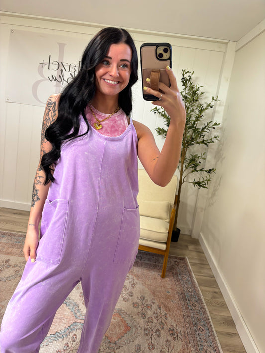 Hadley Mineral Washed Jumpsuit- Lavender