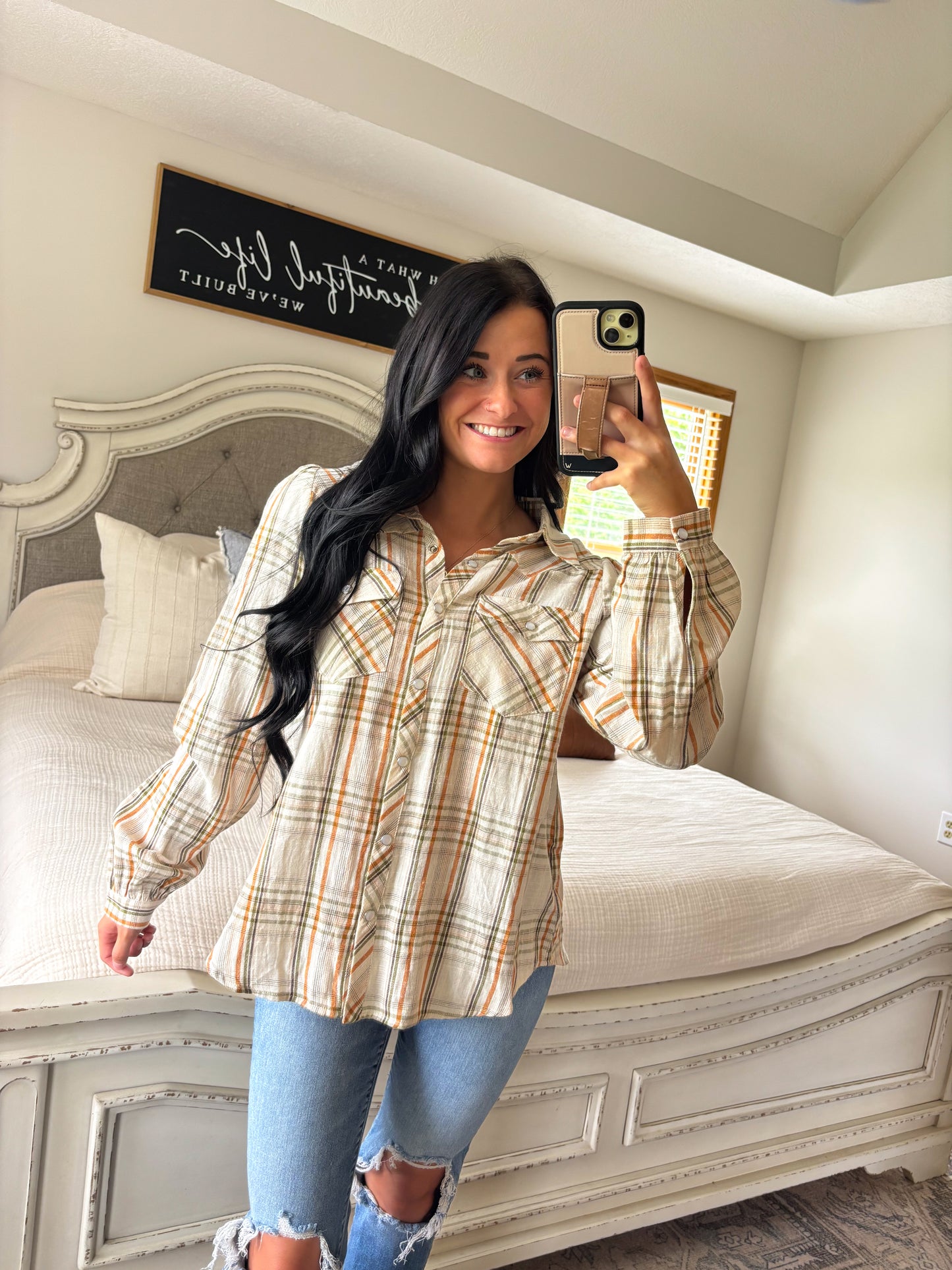 Snap Flannel Top- Ginger