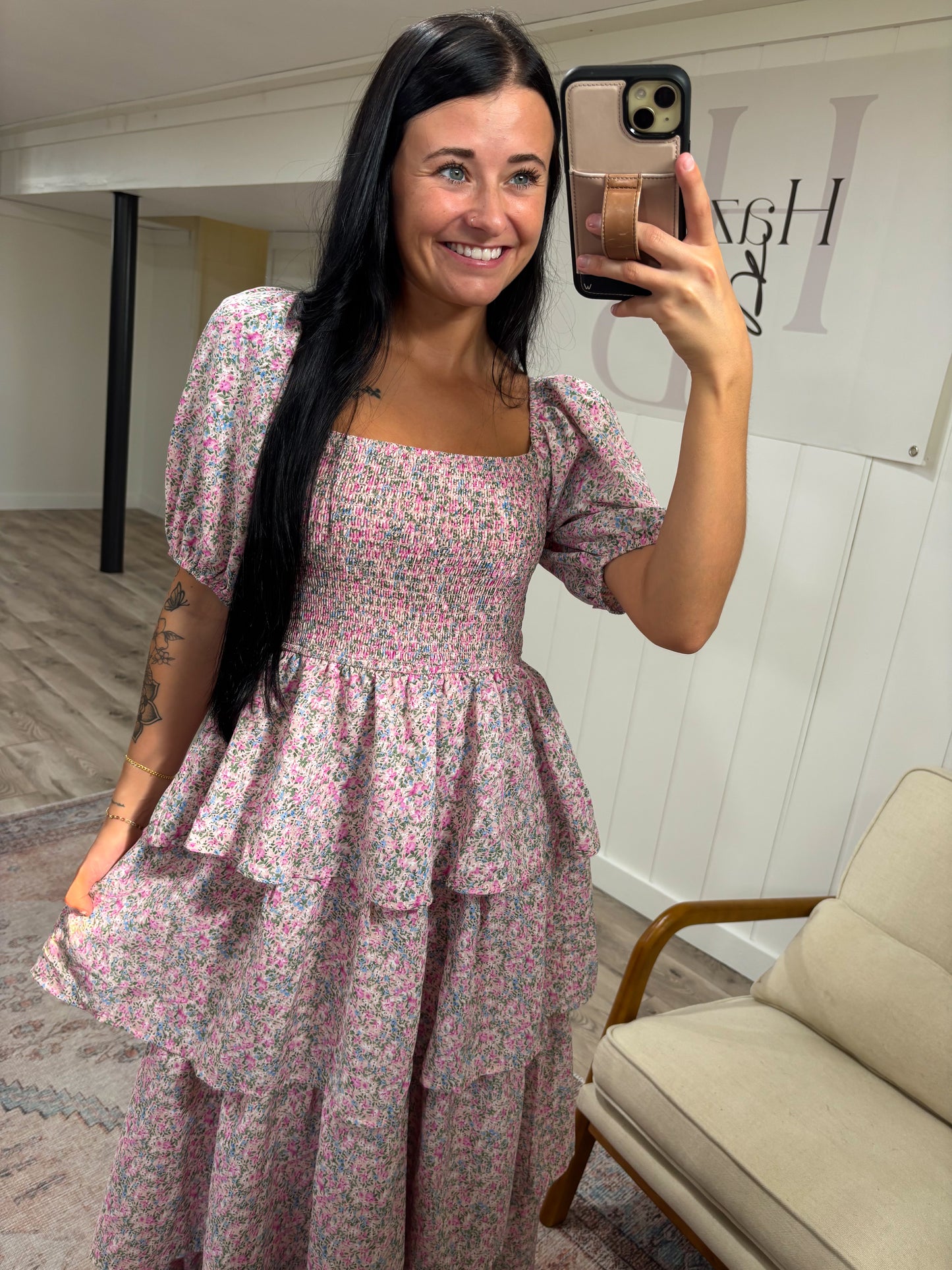 Elsie Maxi Dress- Pink Floral