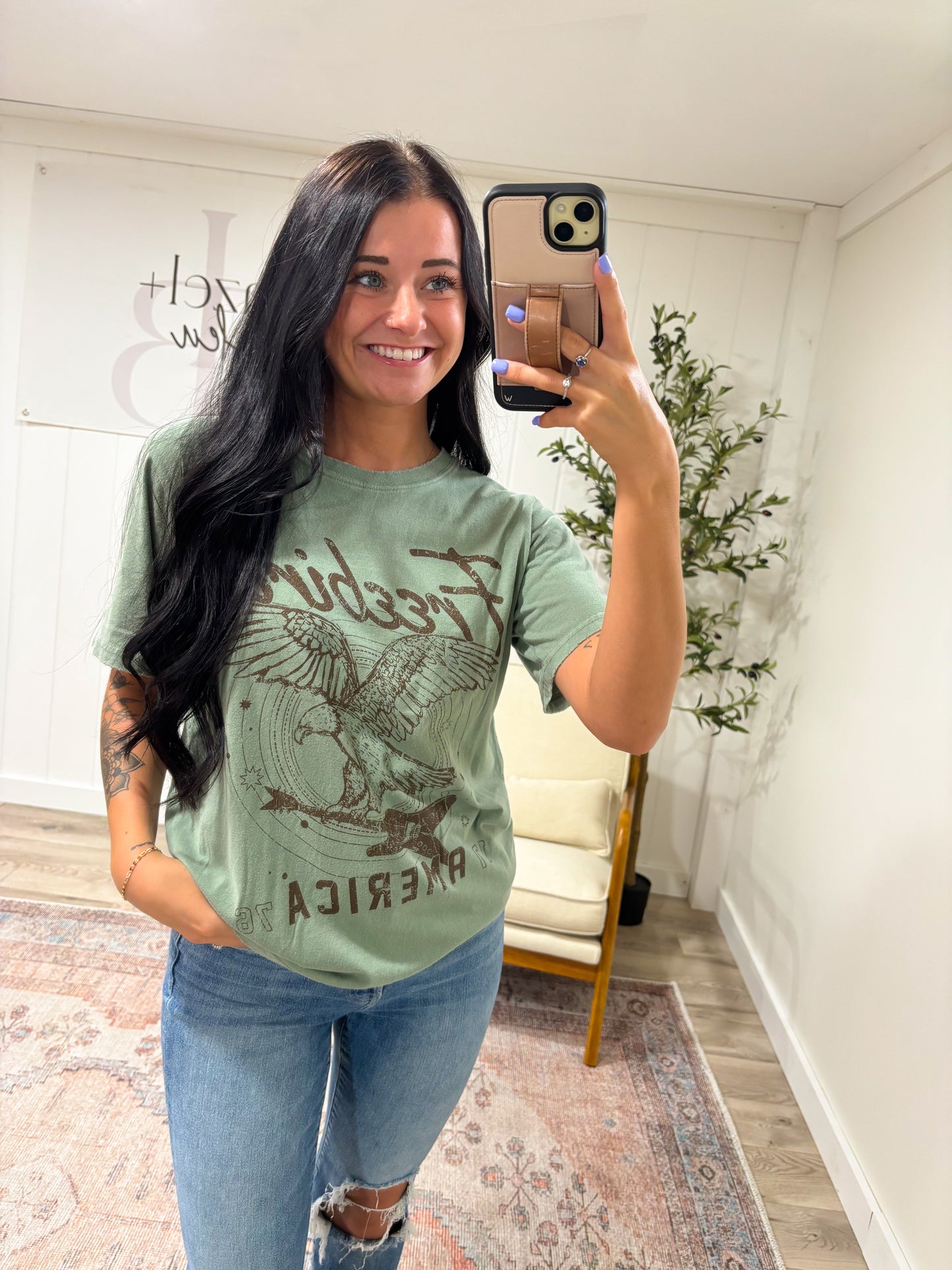 Freebird Graphic Tee- Olive
