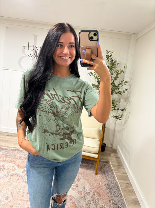 Freebird Graphic Tee- Olive