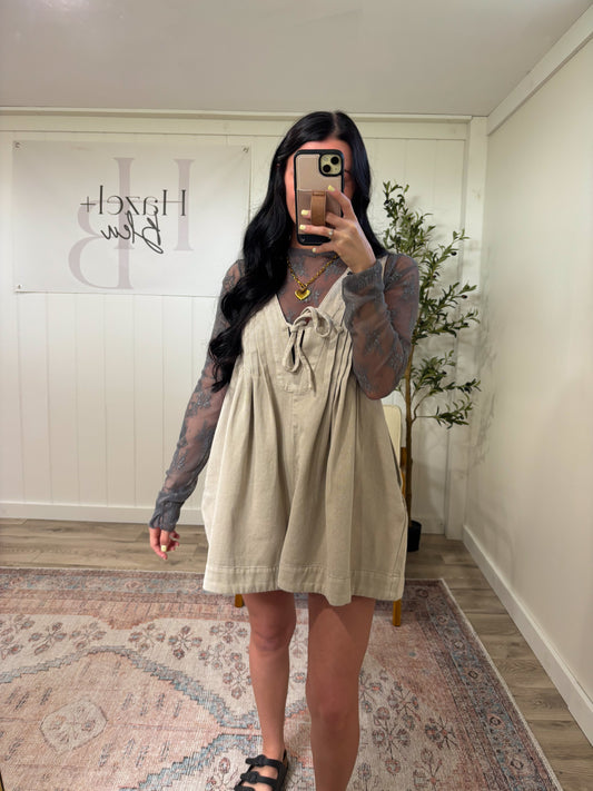 Lace Long Sleeve Top- Slate