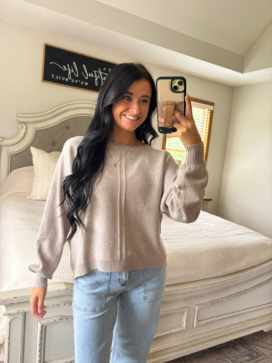Halle Sweater- Heathered Mocha