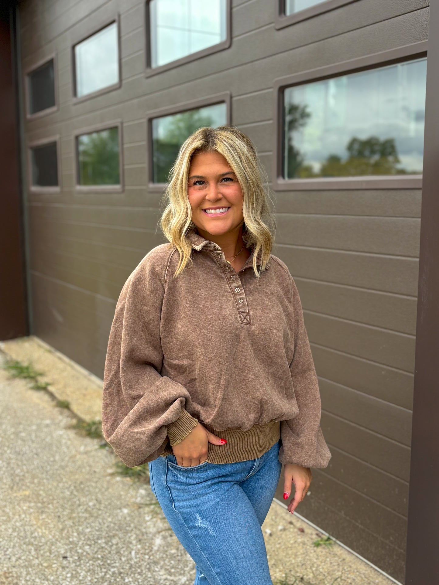 Blaire Fleece Pullover- Mocha