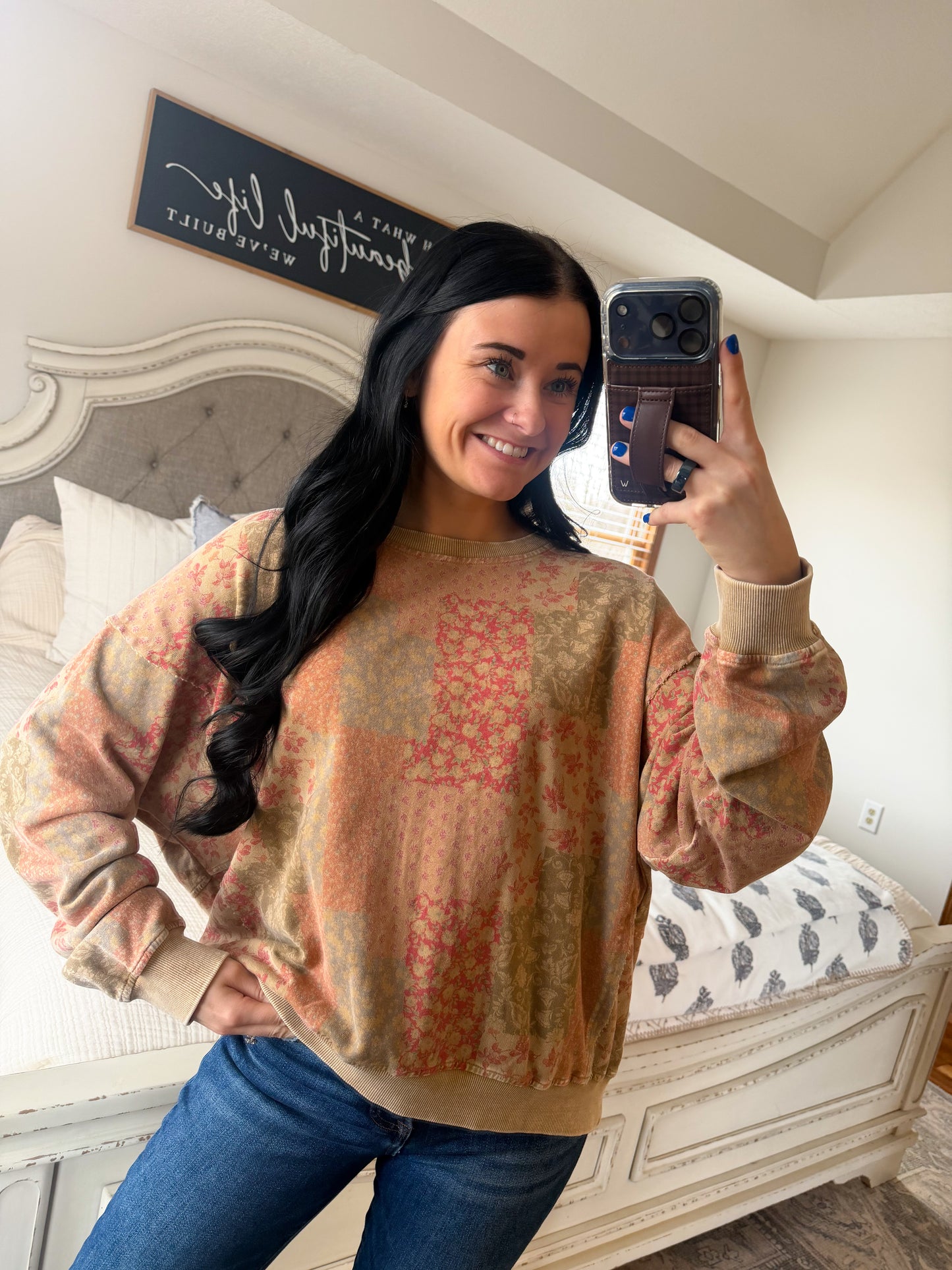 Paisley Patchwork Pullover- Khaki