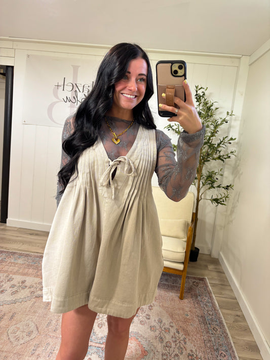 Demin Romper- Taupe