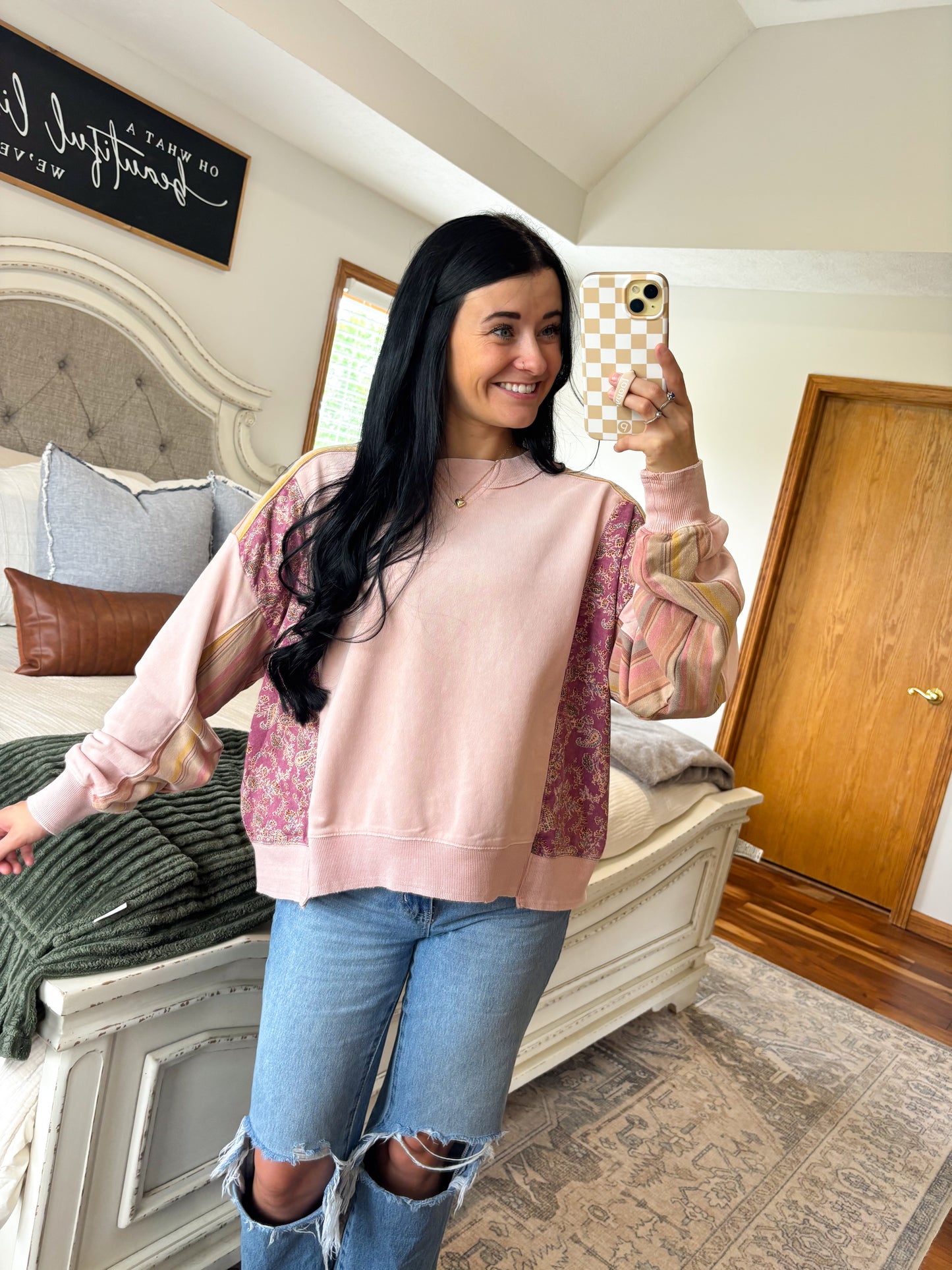 Pink Mixed Media Top