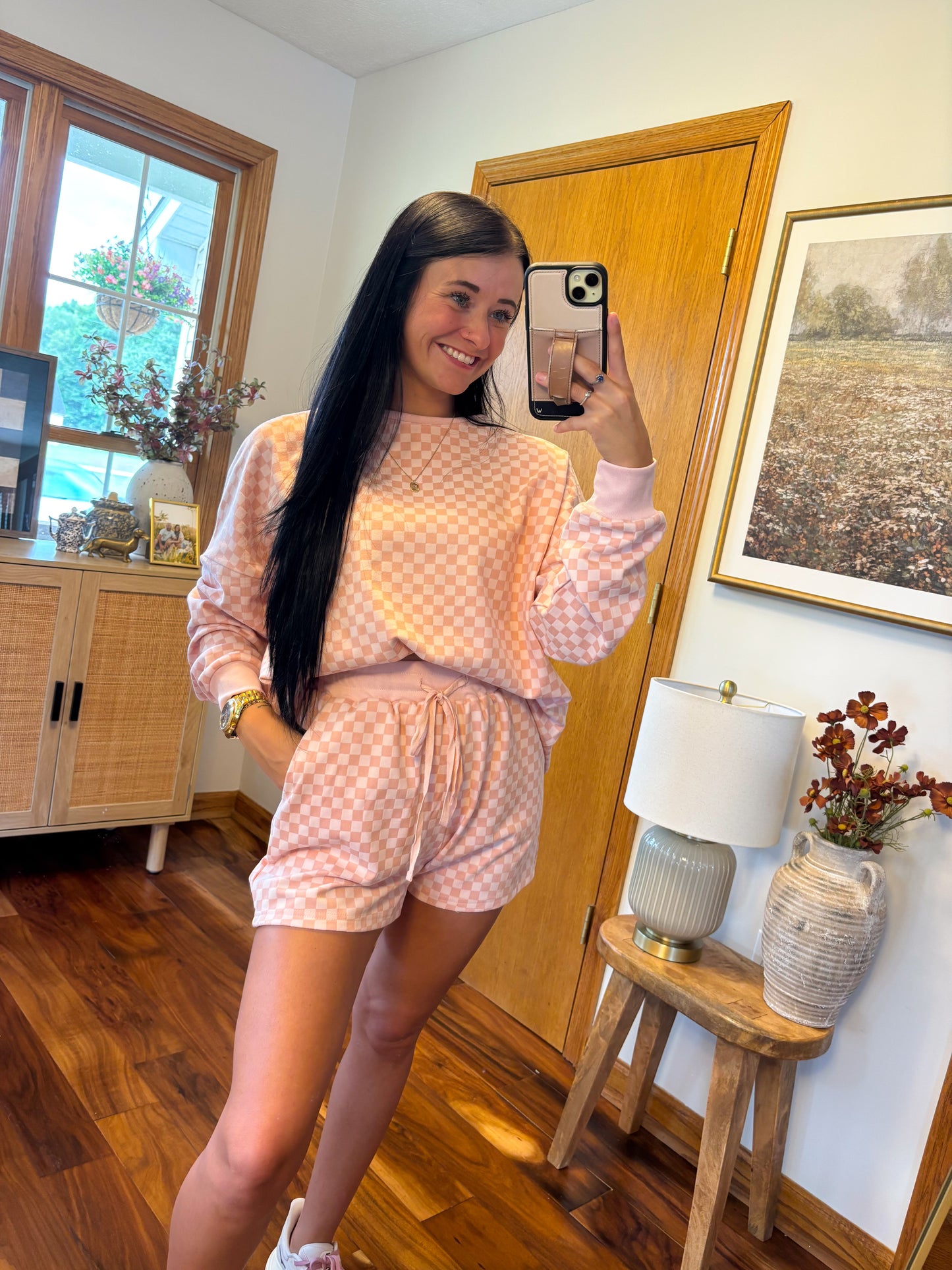 Checkered Set- Blush Pink
