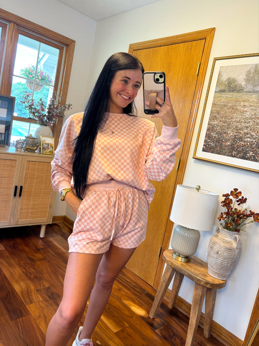 Checkered Set- Blush Pink