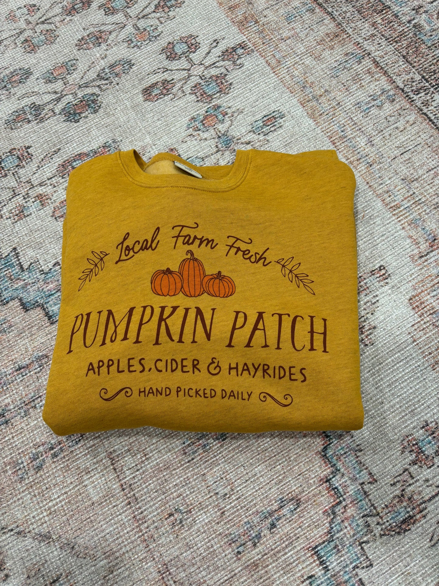 Pumpkin Patch Pullover- Heathered Mustard