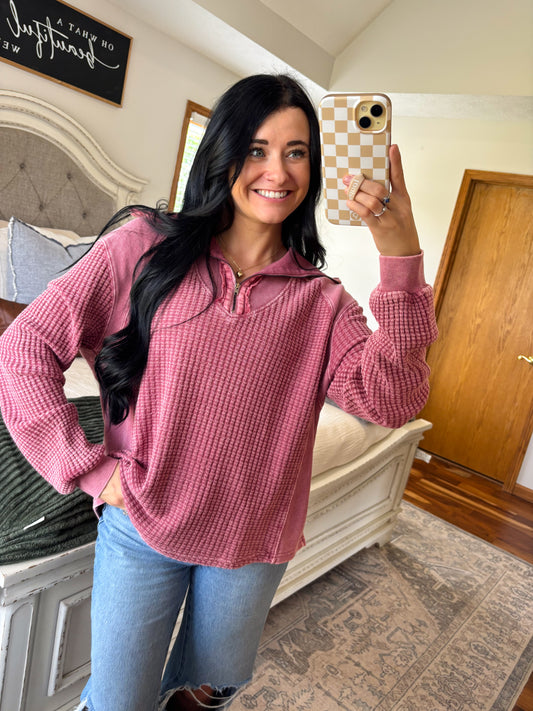 Thermal Quarterzip- Mulberry