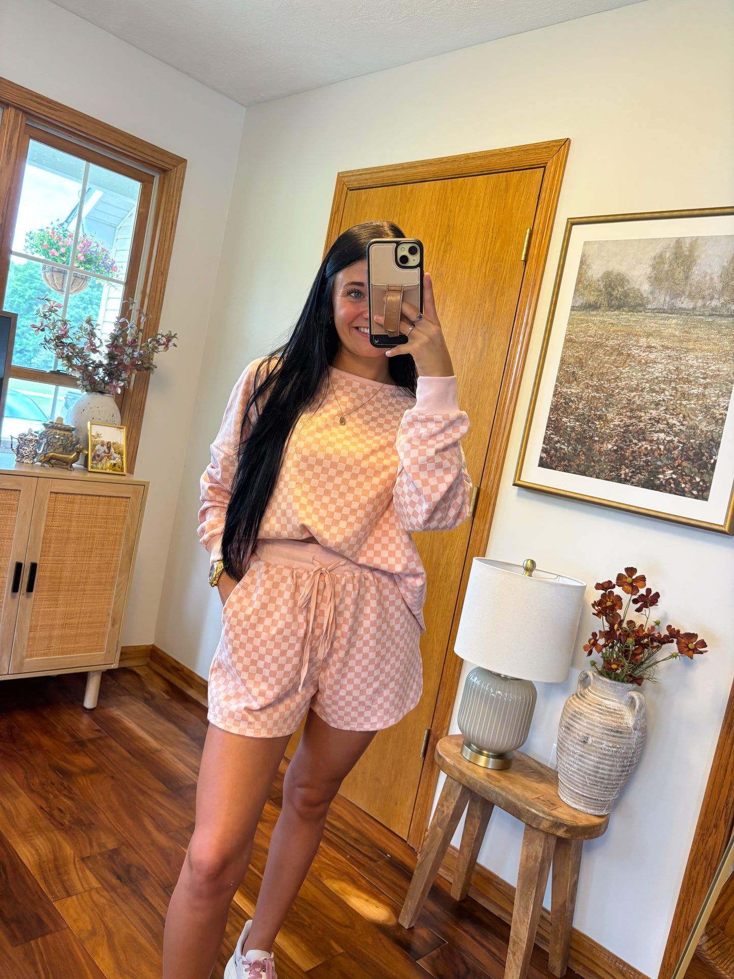 Checkered Set- Blush Pink
