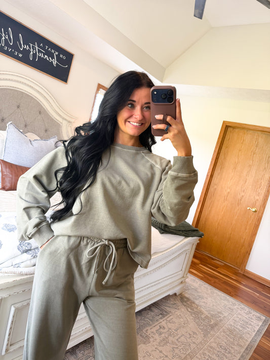 Washed French Terry Set- Ash Mocha
